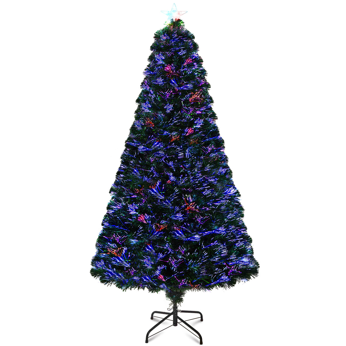 VeryMerry Fibre Optic Christmas Tree with Timer Lights, Pre-Lit Artificial Xmas Tree