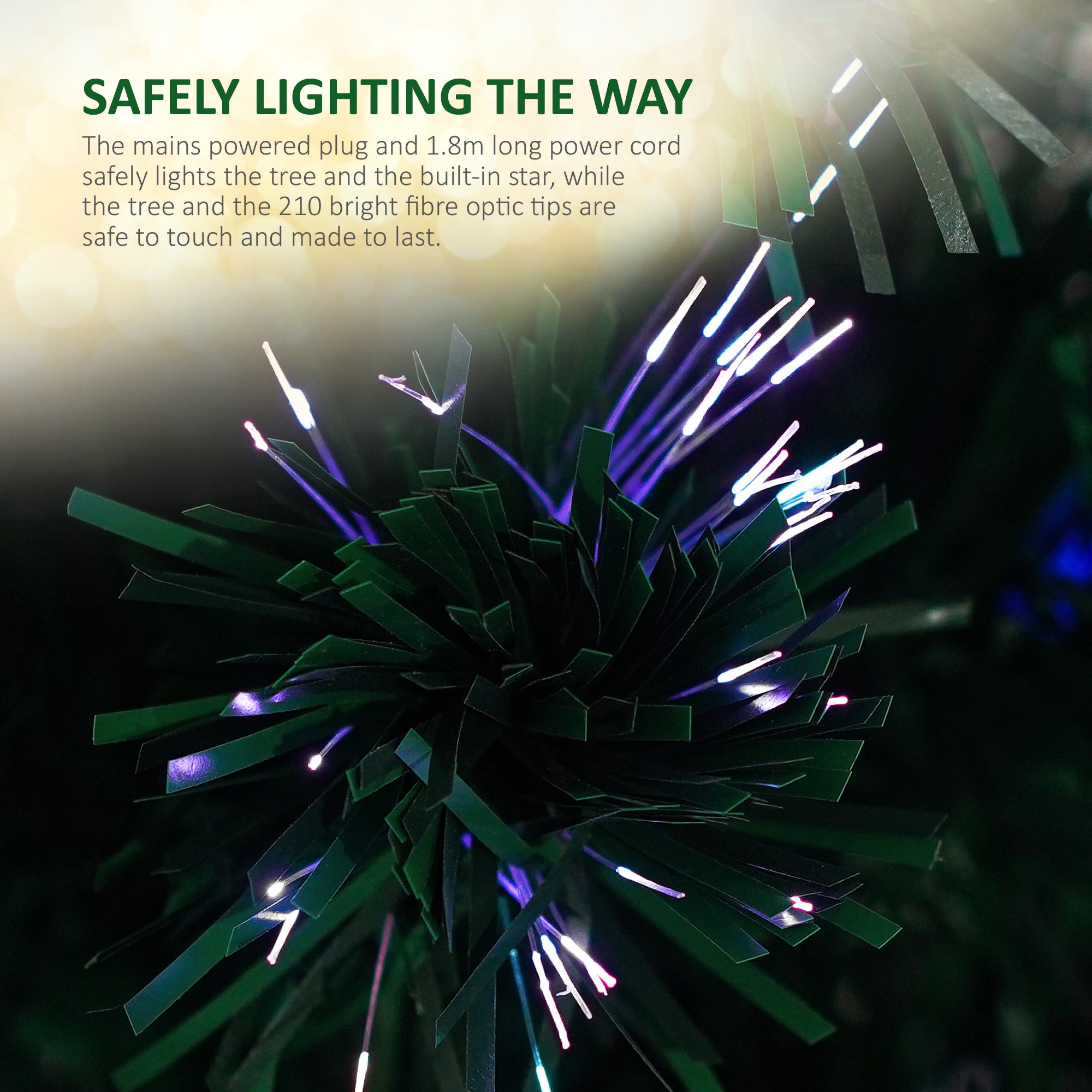 VeryMerry Fibre Optic Christmas Tree with Timer Lights, Pre-Lit Artificial Xmas Tree