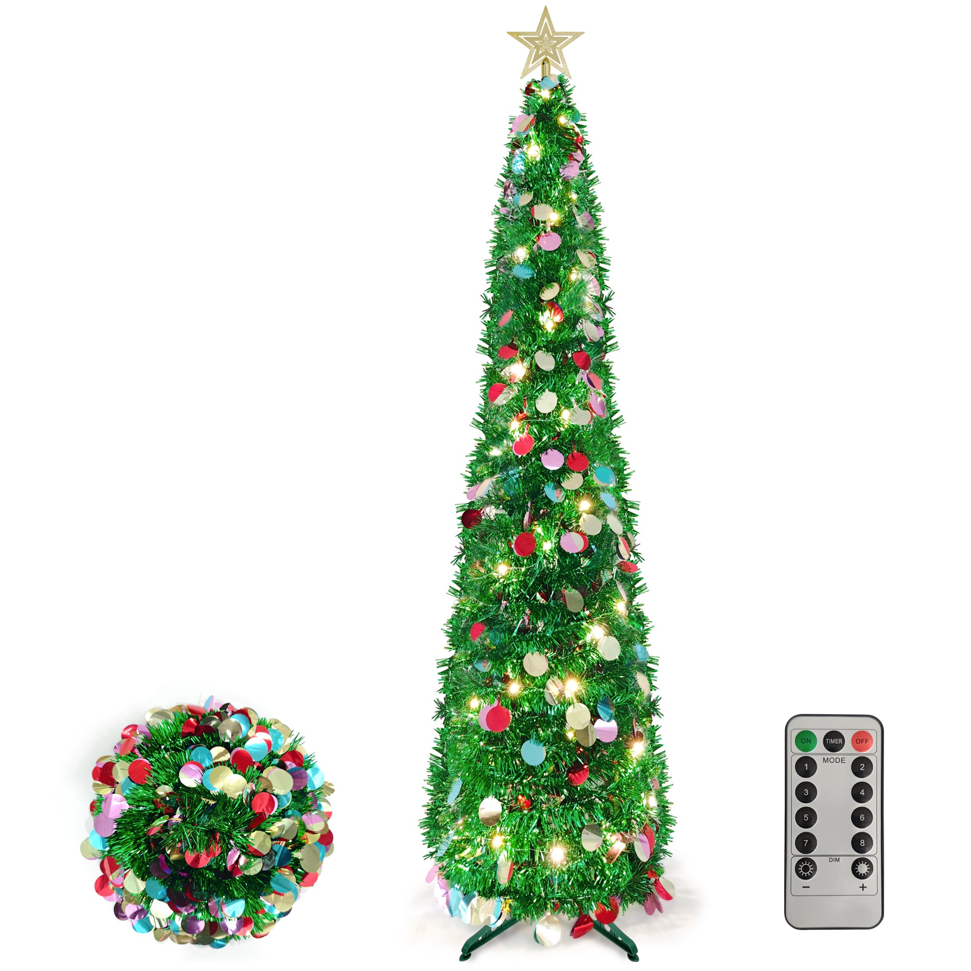 VeryMerry Pop Up Christmas Tree with LED Lights & Timer