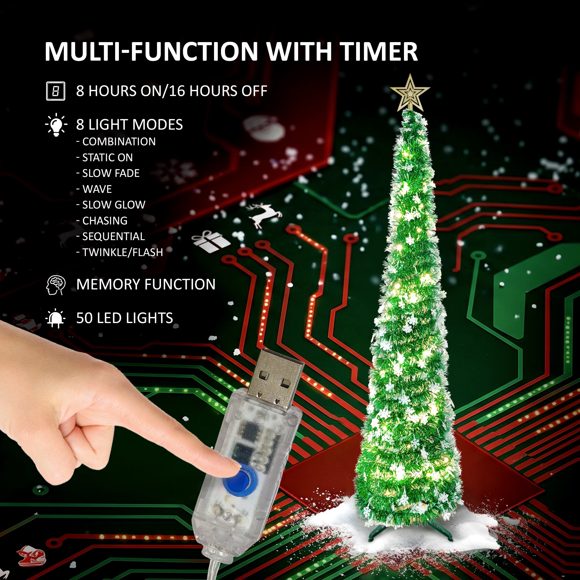 VeryMerry Pop Up Christmas Tree with LED Lights & Timer