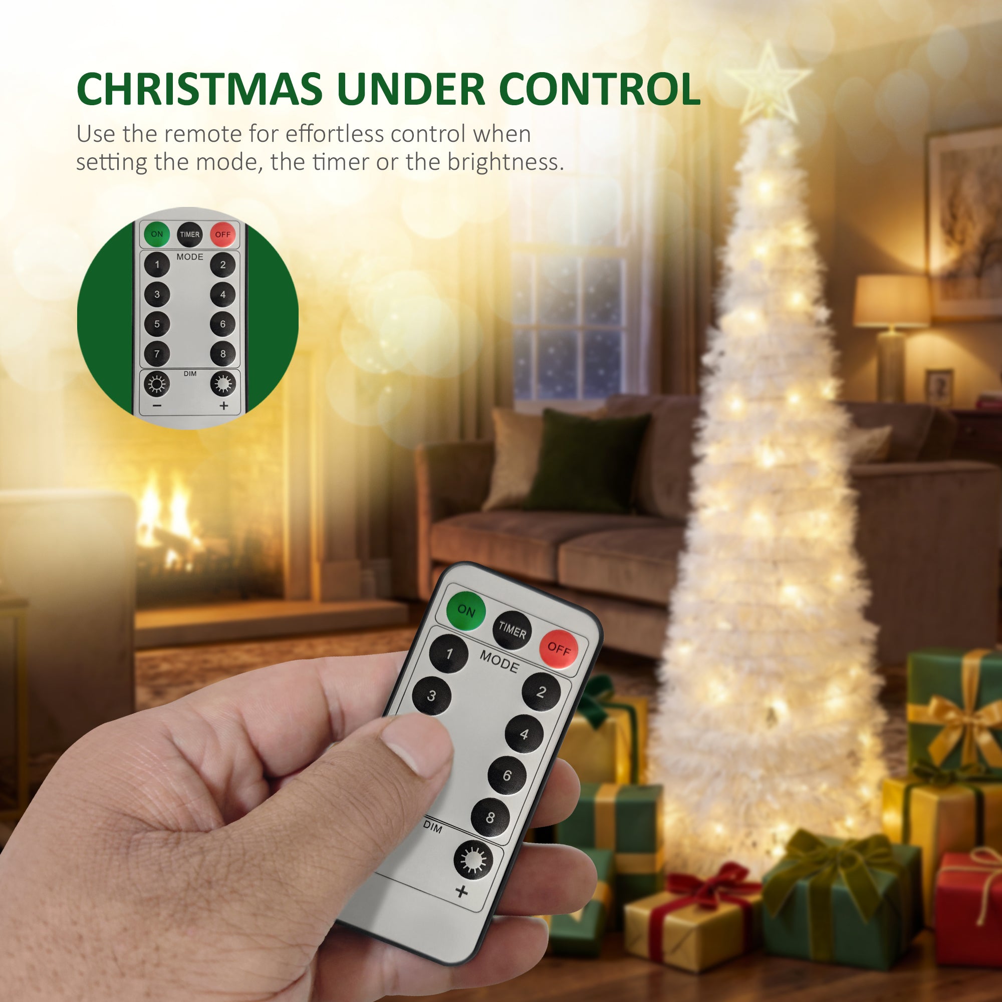 VeryMerry Pop Up Christmas Tree with LED Lights & Timer