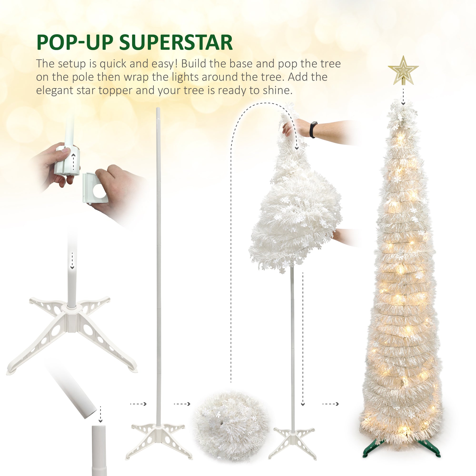VeryMerry Pop Up Christmas Tree with LED Lights & Timer