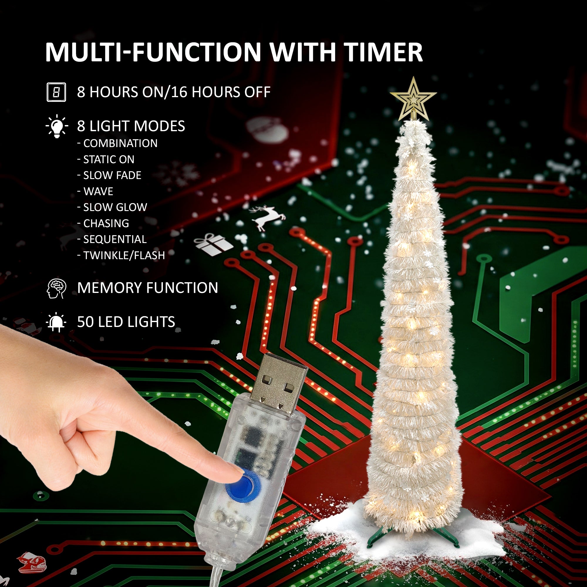 VeryMerry Pop Up Christmas Tree with LED Lights & Timer
