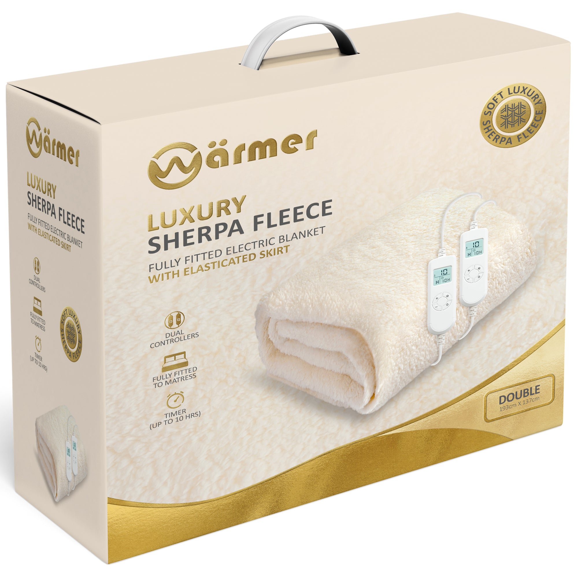 WÄRMER Luxury Fleece Electric Blanket – Fully Fitted Heated Mattress Cover, Dual Controller, Machine Washable