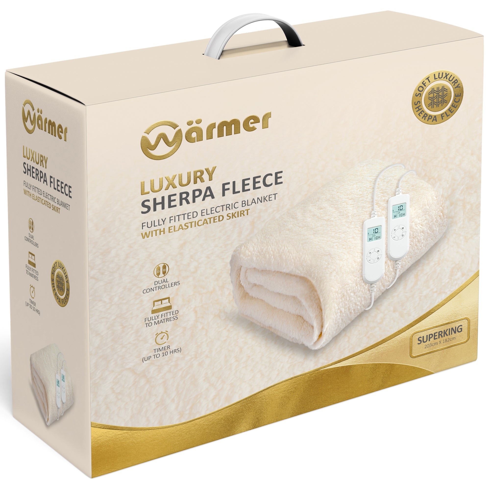 WÄRMER Luxury Fleece Electric Blanket – Fully Fitted Heated Mattress Cover, Dual Controller, Machine Washable