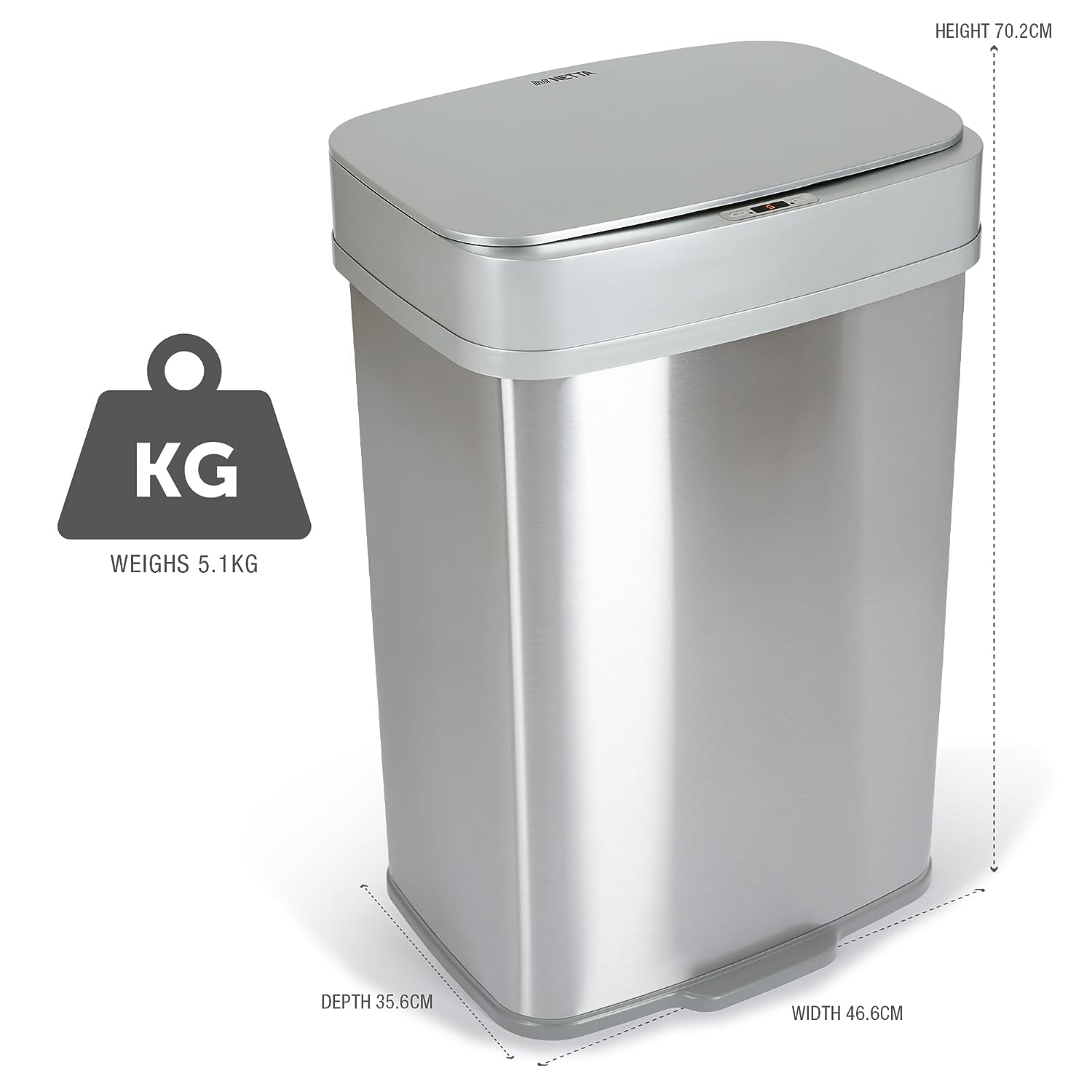 NETTA Rectangular Sensor Bin - Stainless Steel - 80L