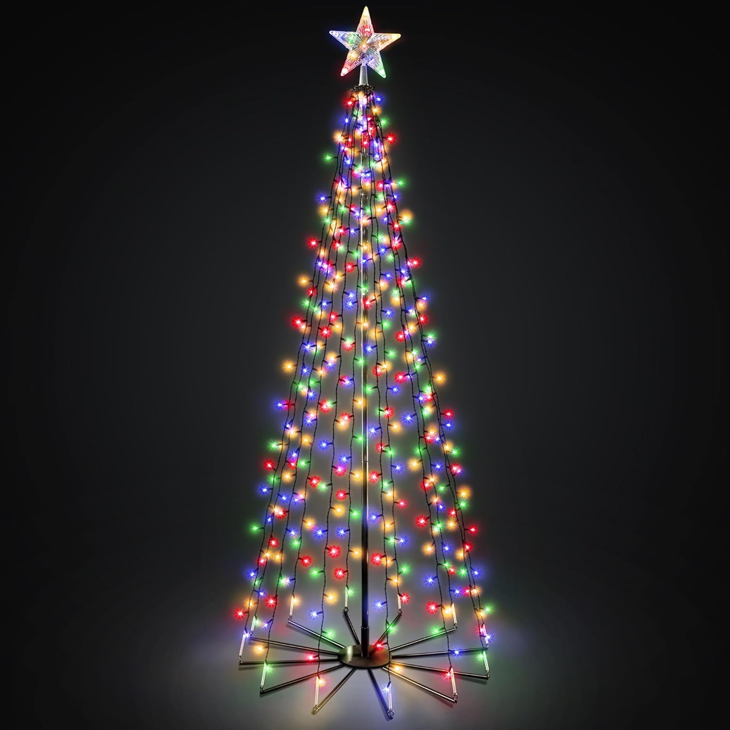 VeryMerry Christmas Cone Tree Warm White for Indoor Outdoor Use,  LED Light Pre Lit With Auto-Off Timer, 8 Lighting Modes