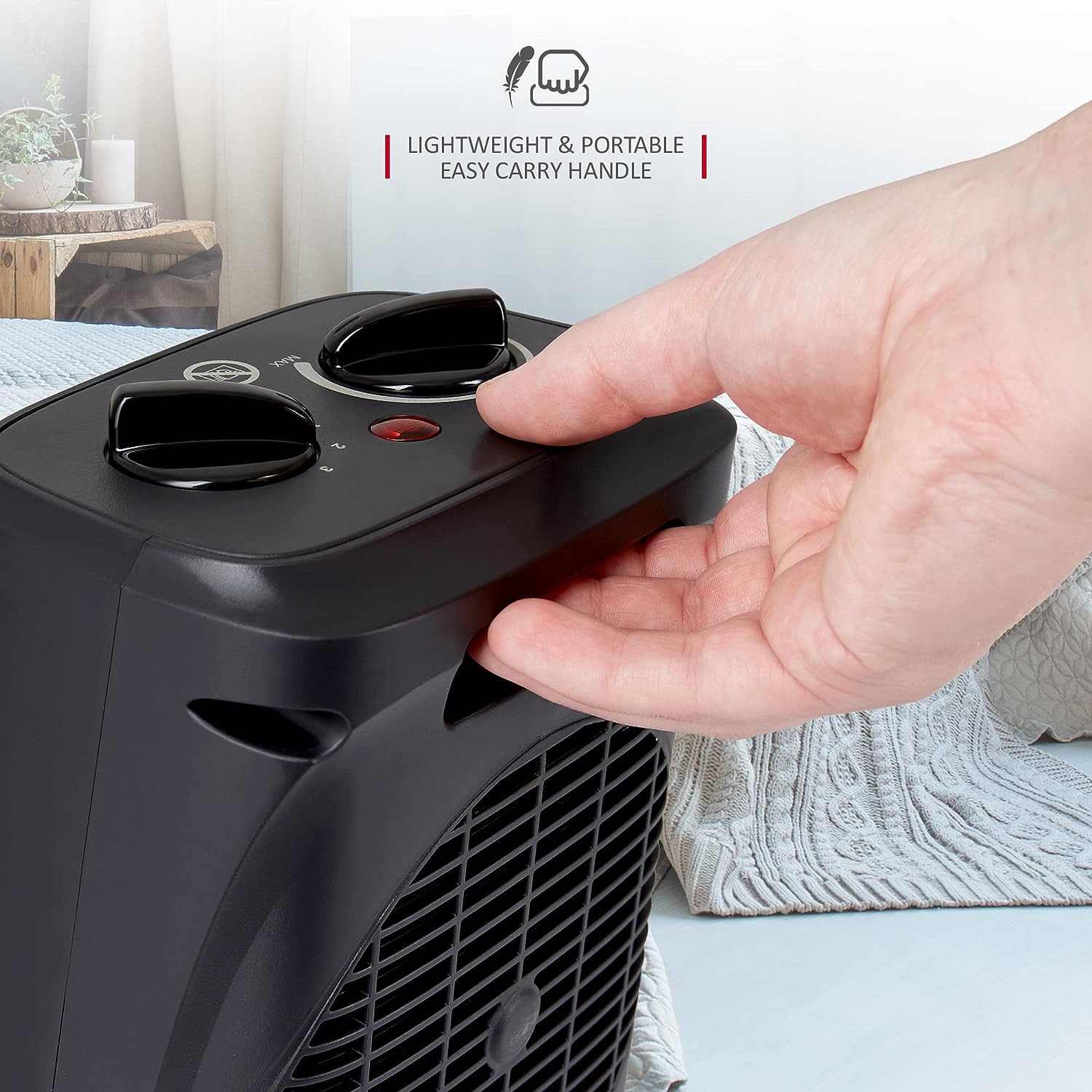 NETTA Heater Ceramic Fan Heater 3 Heat Settings Overheat Protection 2000W