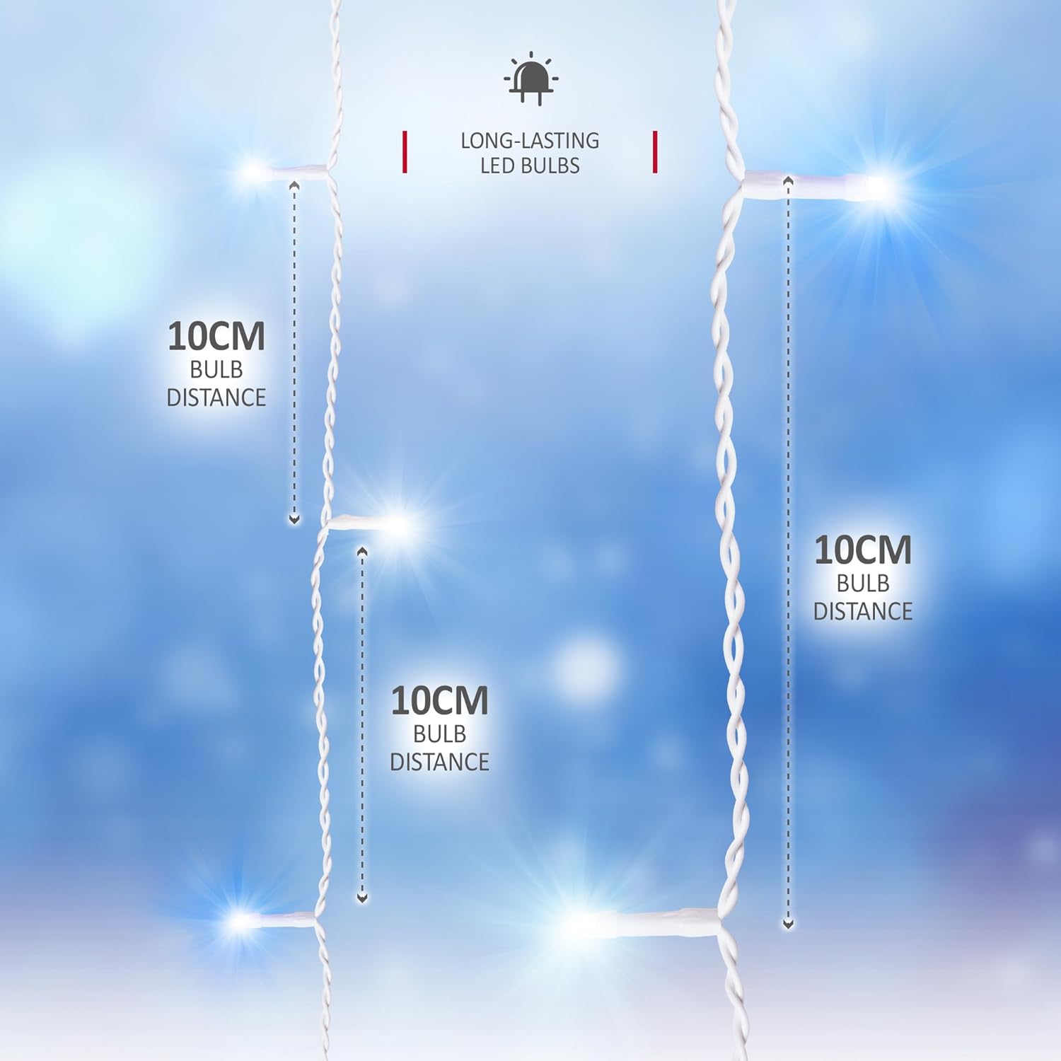 NETTA 2000LED Icicle String Lights - Blue & Cool White