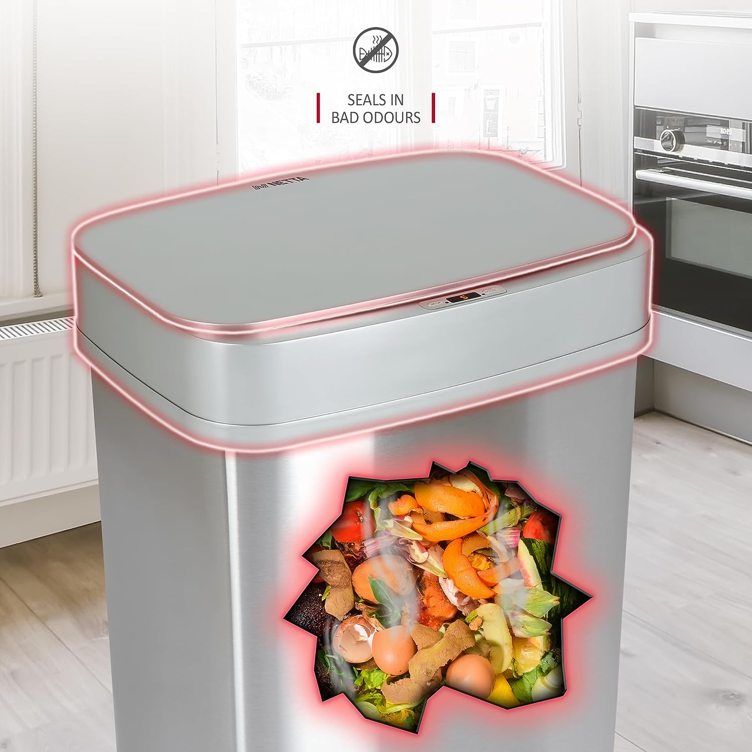 NETTA Rectangular Sensor Bin - Stainless Steel - 80L