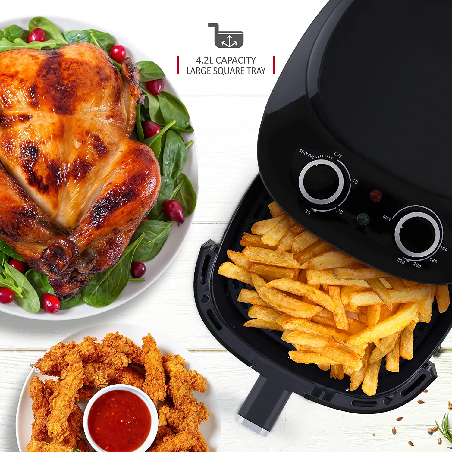 NETTA Digital Air Fryer with Drawer and Detachable Non-Stick Frying Tray