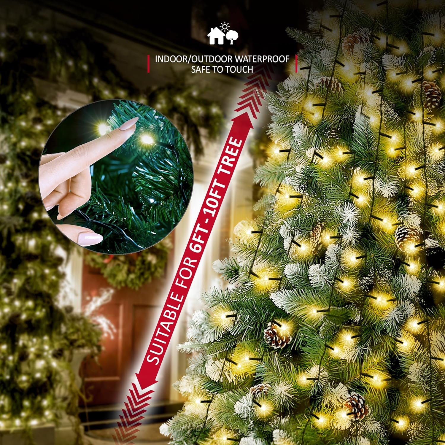 NETTA Christmas Tree Lights  Strands LEDs Fairy Lights for 6ft-8ft Christmas Tree