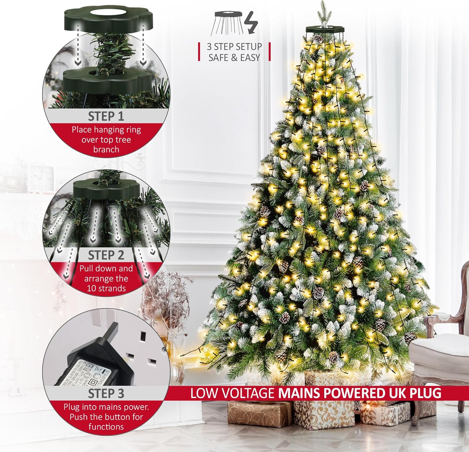 NETTA Christmas Tree Lights  Strands LEDs Fairy Lights for 6ft-8ft Christmas Tree