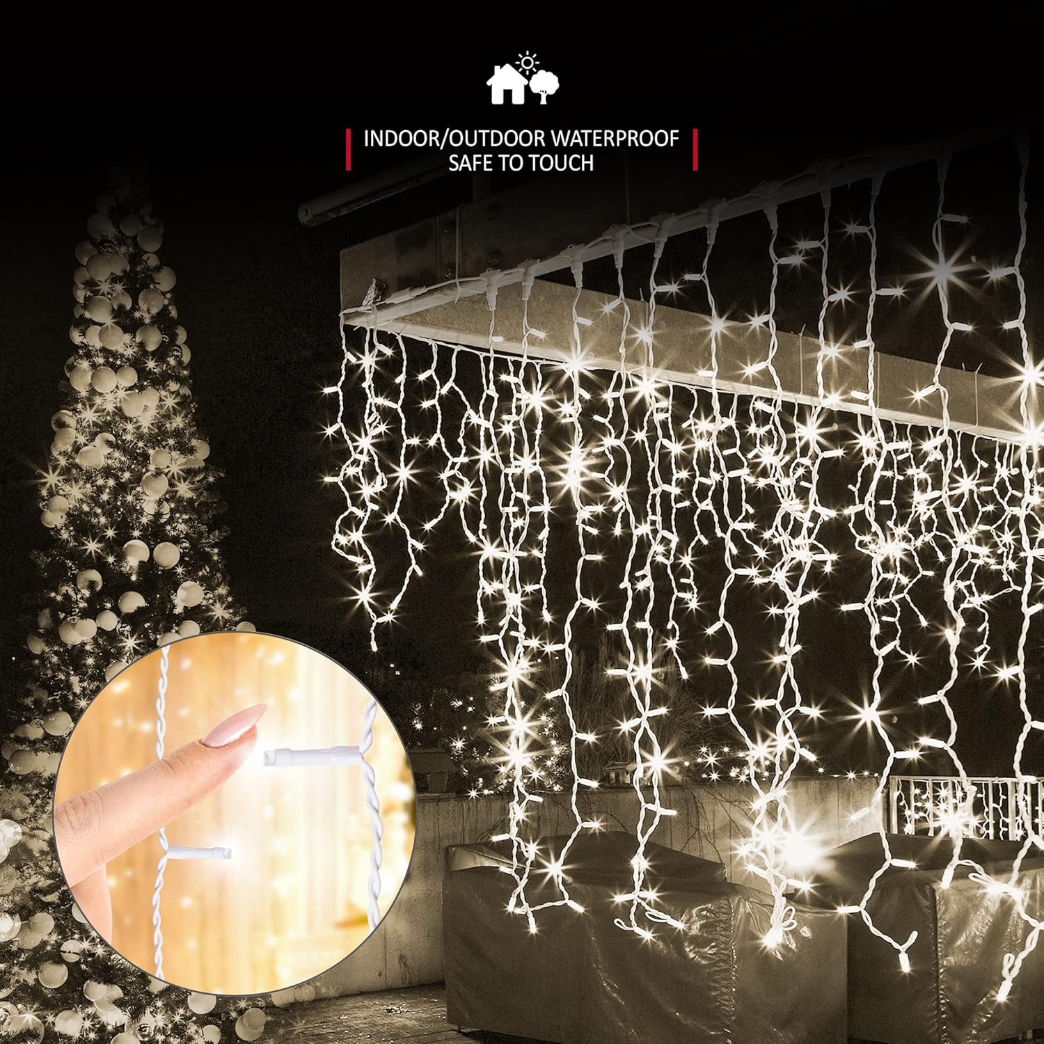 NETTA 2000LED Icicle String Lights - Warm White