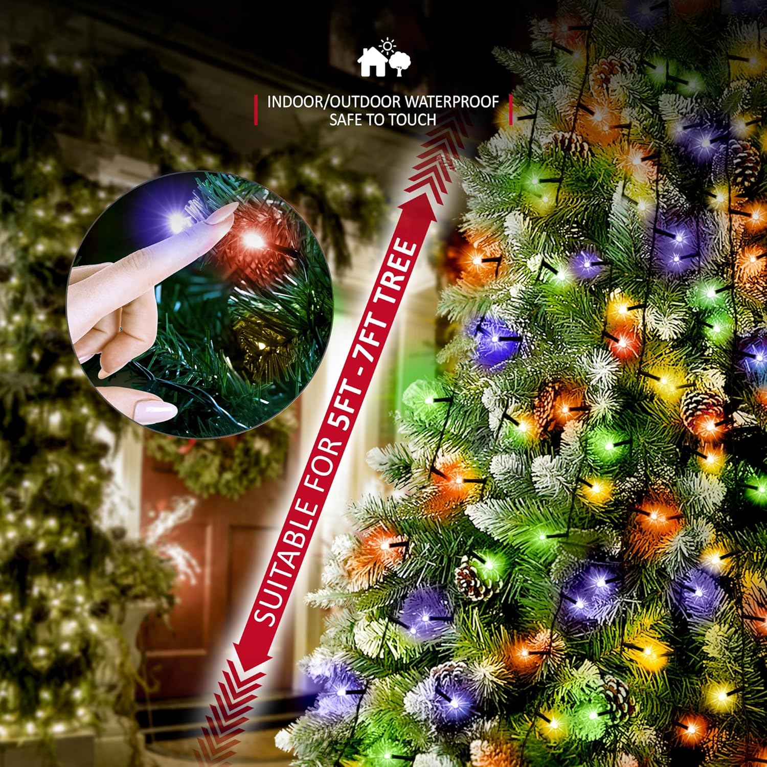 NETTA Christmas Tree Lights  Strands LEDs Fairy Lights for 6ft-8ft Christmas Tree