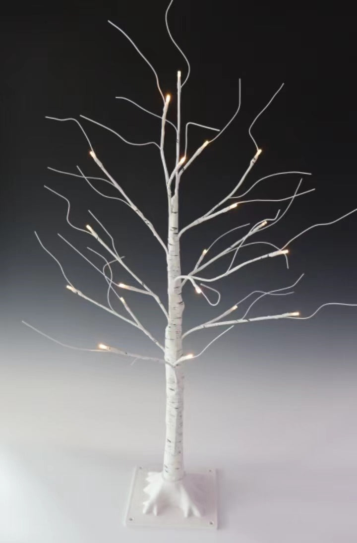 3ft Birch Tree with Warm White Lights - Battery Operated