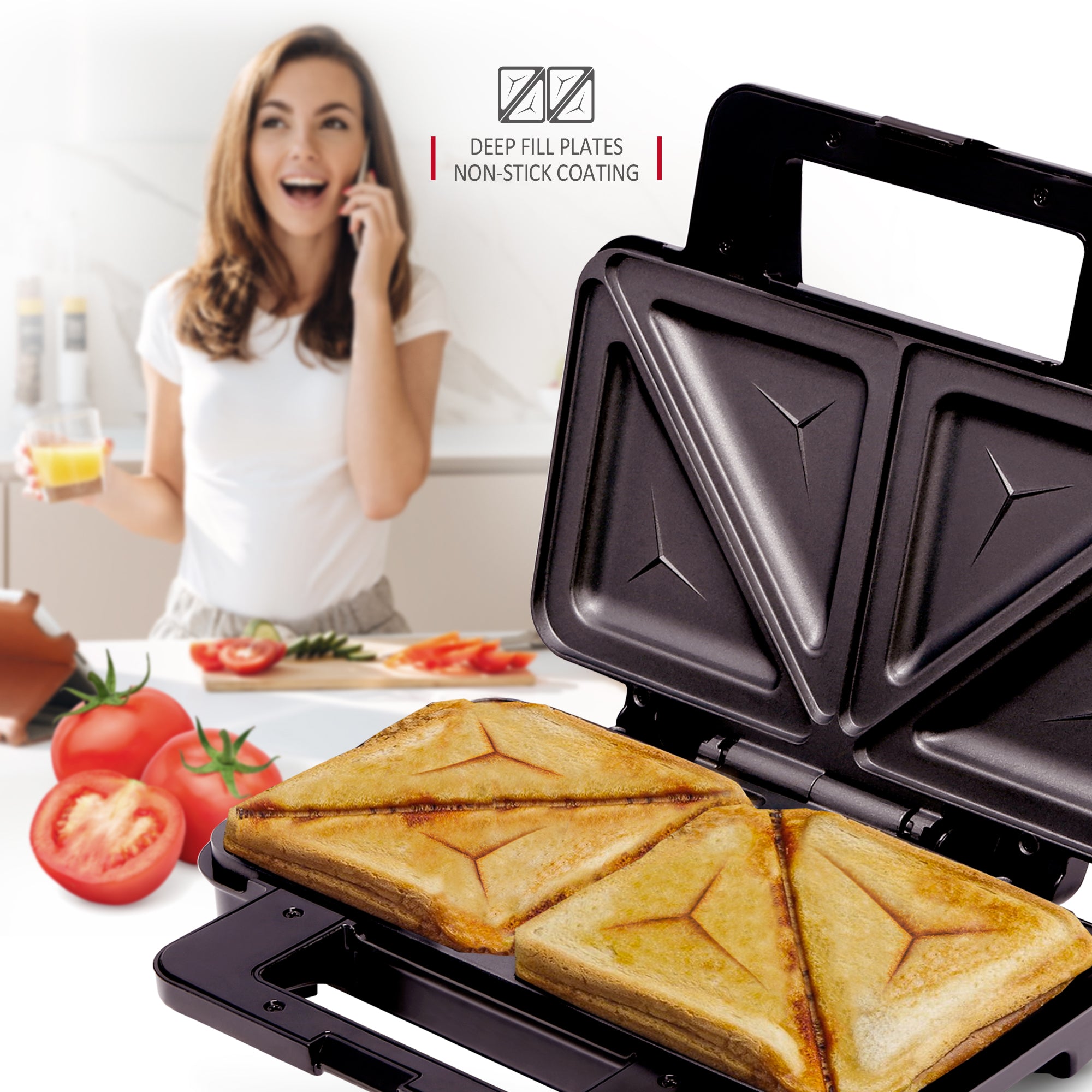 NETTA 900W 2 Slice Deep-Filling Sandwich Toastie Maker