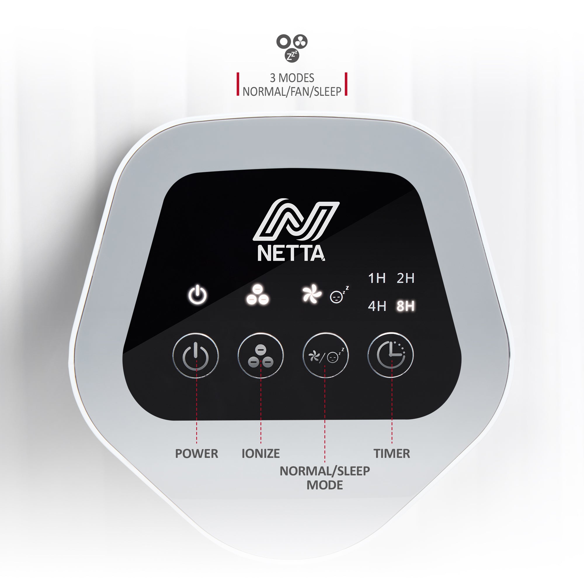 NETTA Air Purifier With True HEPA, Active Carbon Filters and Ionizer