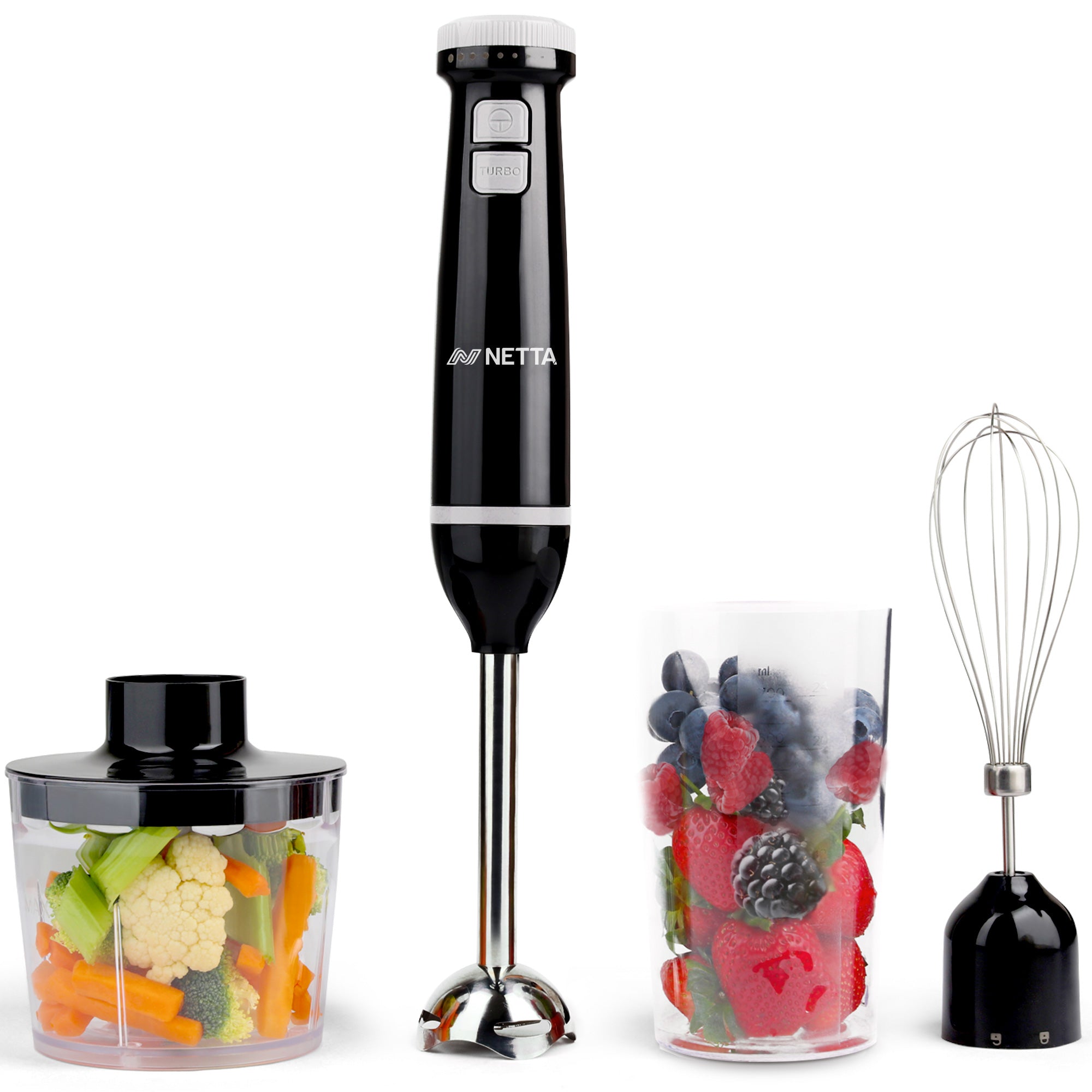 NETTA 3 in 1 Hand Blender with Whisk, Mini Chopper and 700ml Beaker