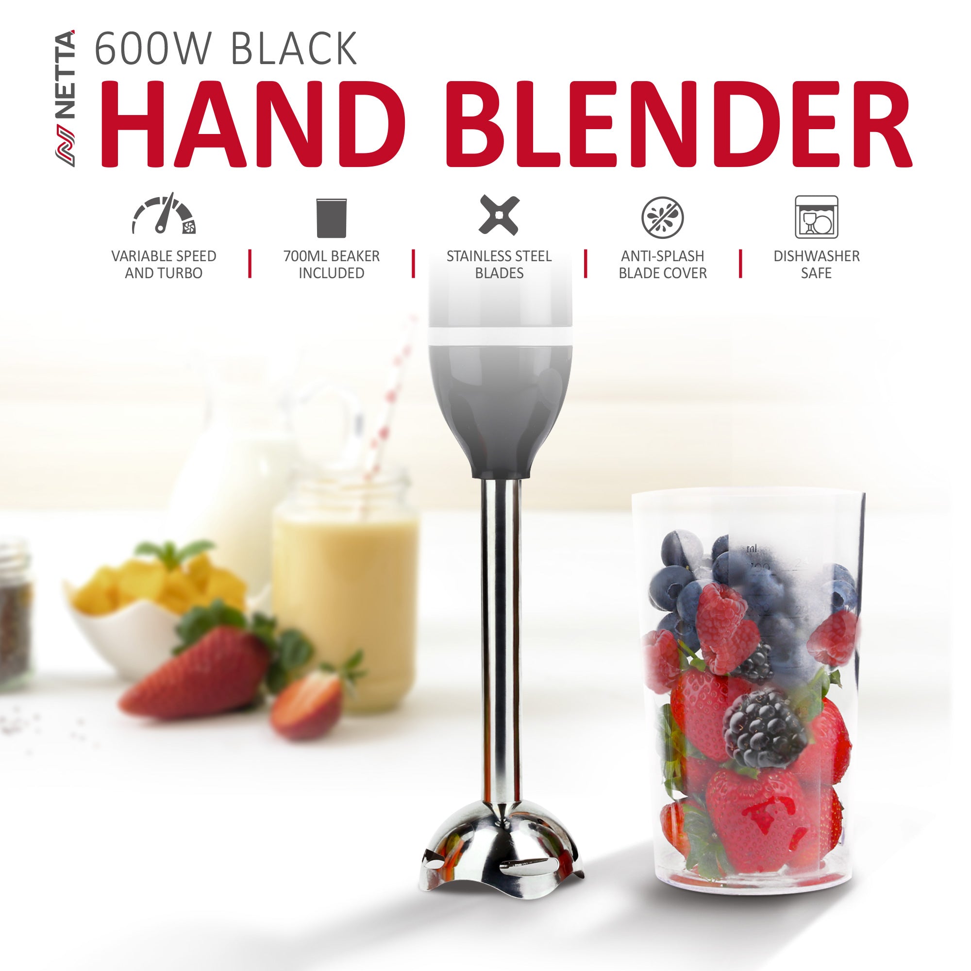 NETTA Hand Blender with 700ml Beaker