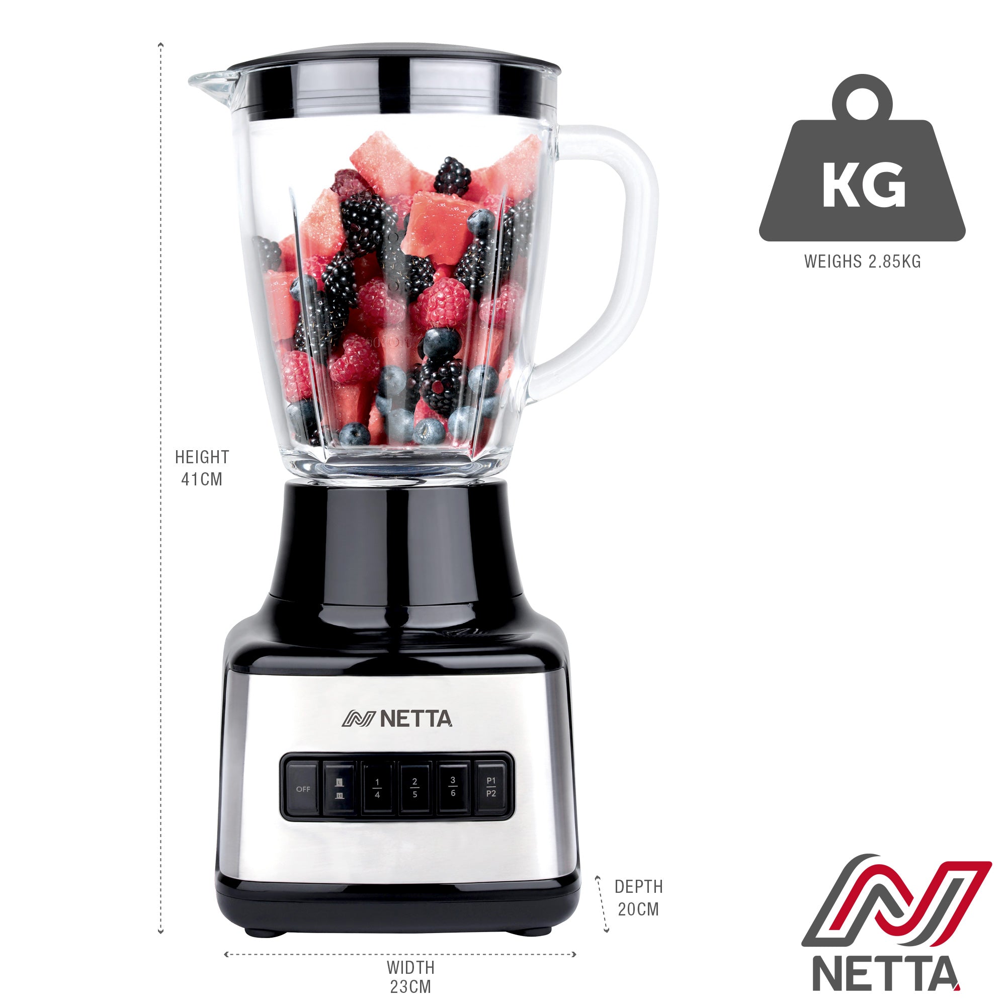 NETTA 8-Speed Table Blender with 1.5L Glass Jug