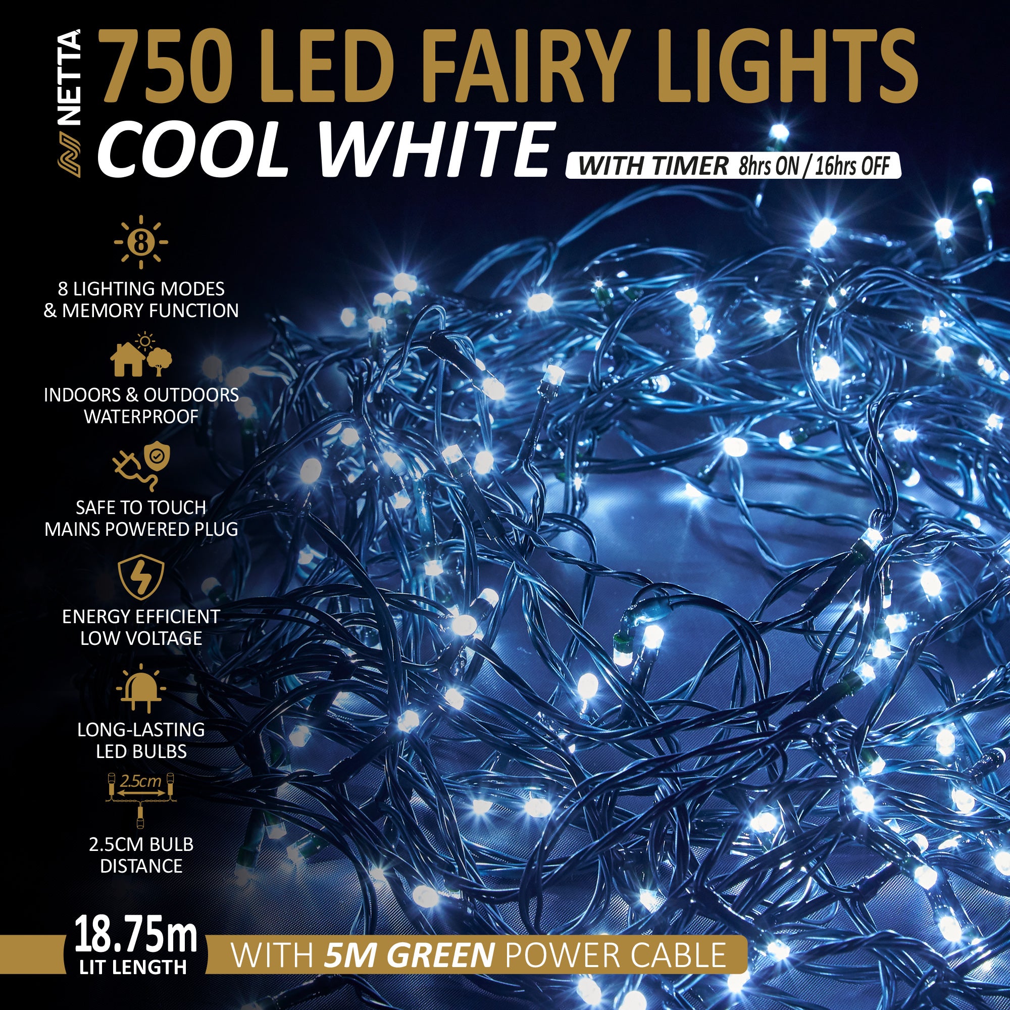 NETTA Christmas Fairy String Lights LED Outdoor &amp; Indoor