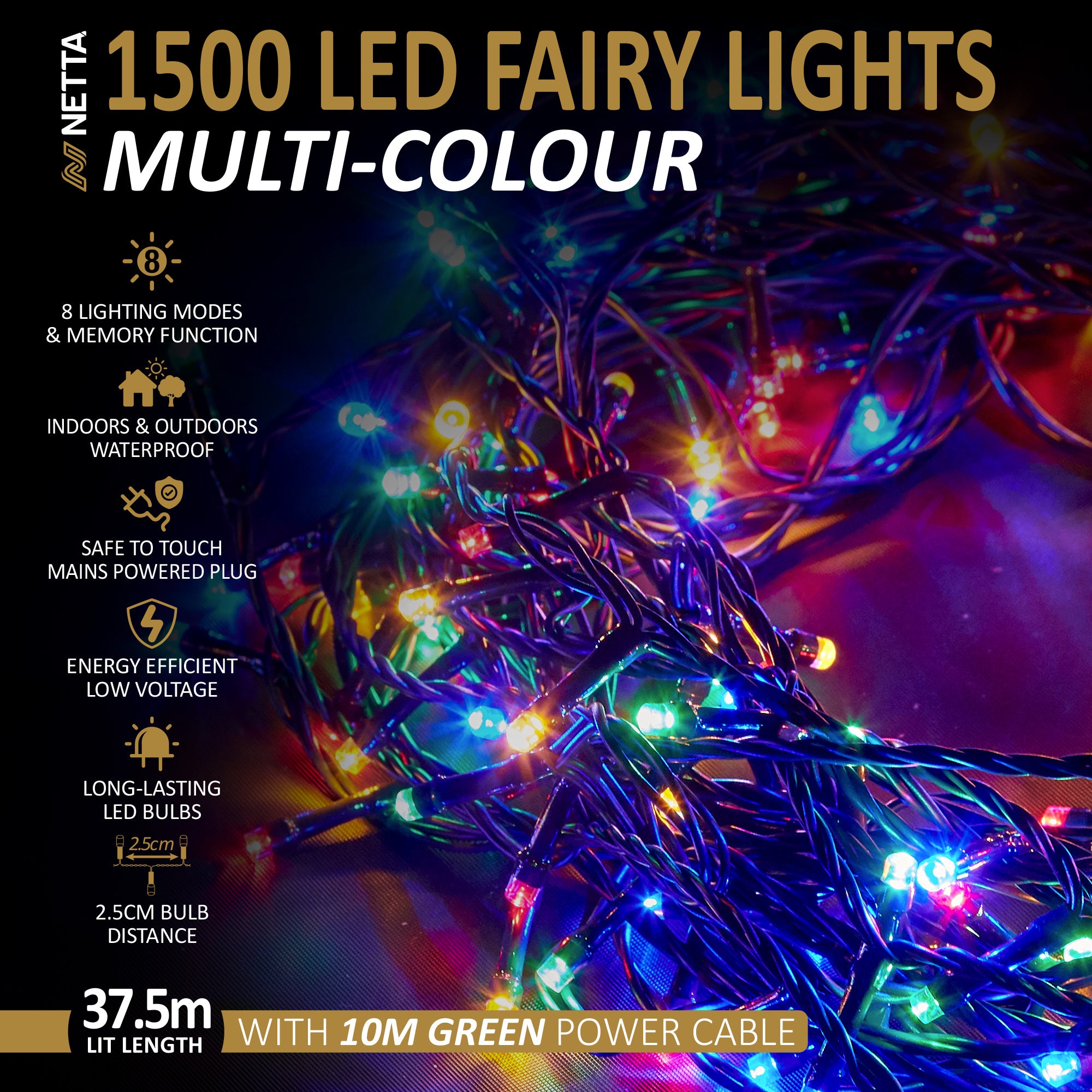 NETTA Christmas Fairy String Lights LED Outdoor &amp; Indoor