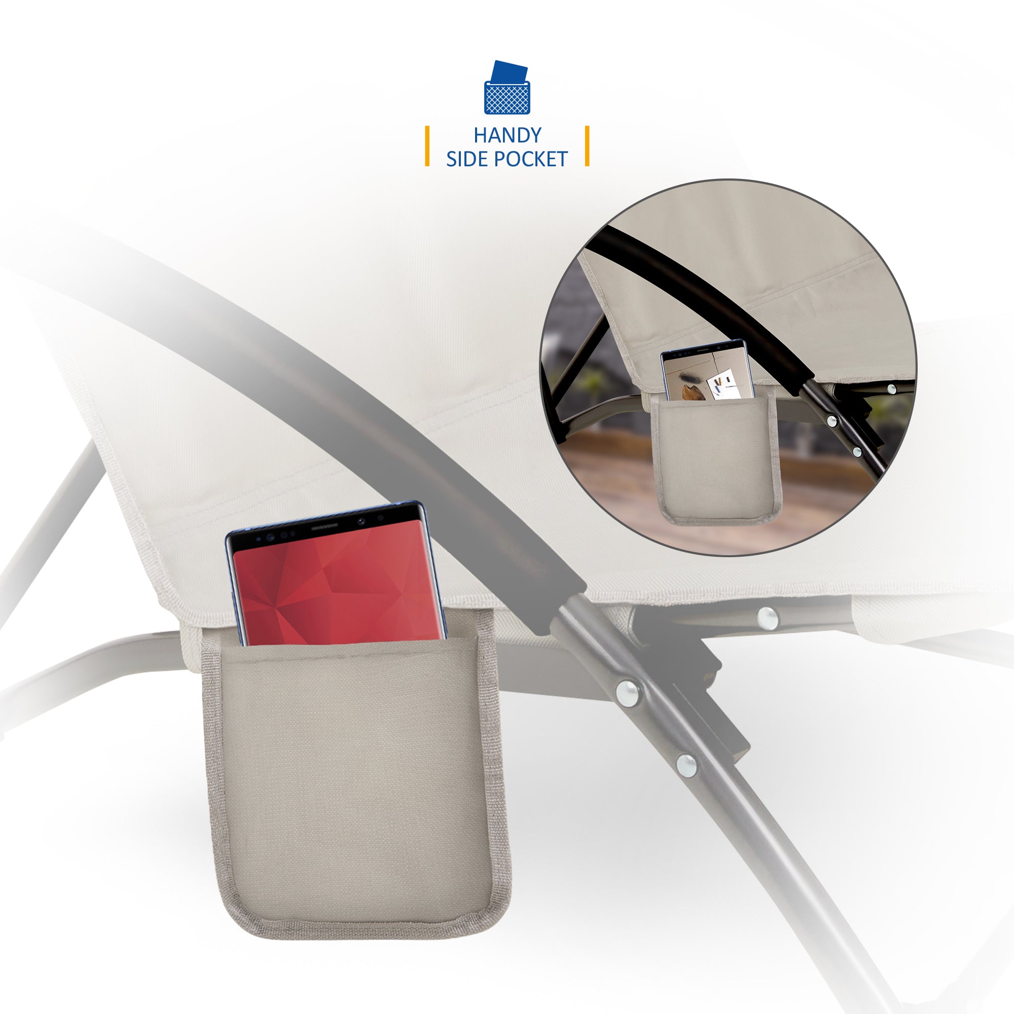 SUNMER Set of 2 Folding Beach Chairs with Side Pocket & Carry Bag