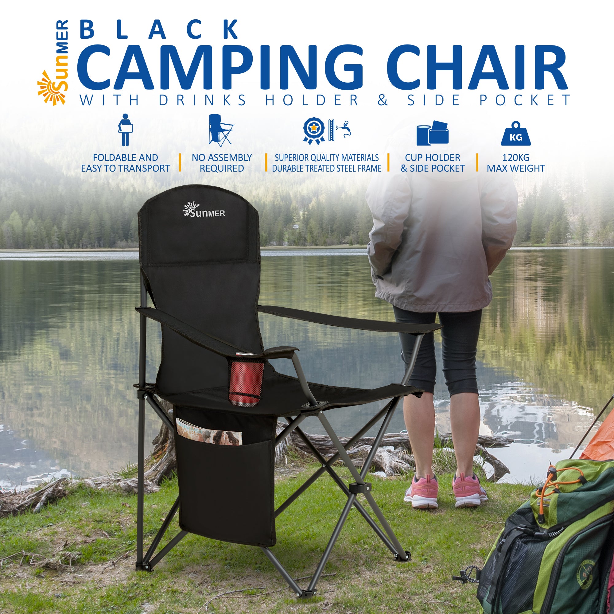 SUNMER Extra-Wide Folding Camping Chairs