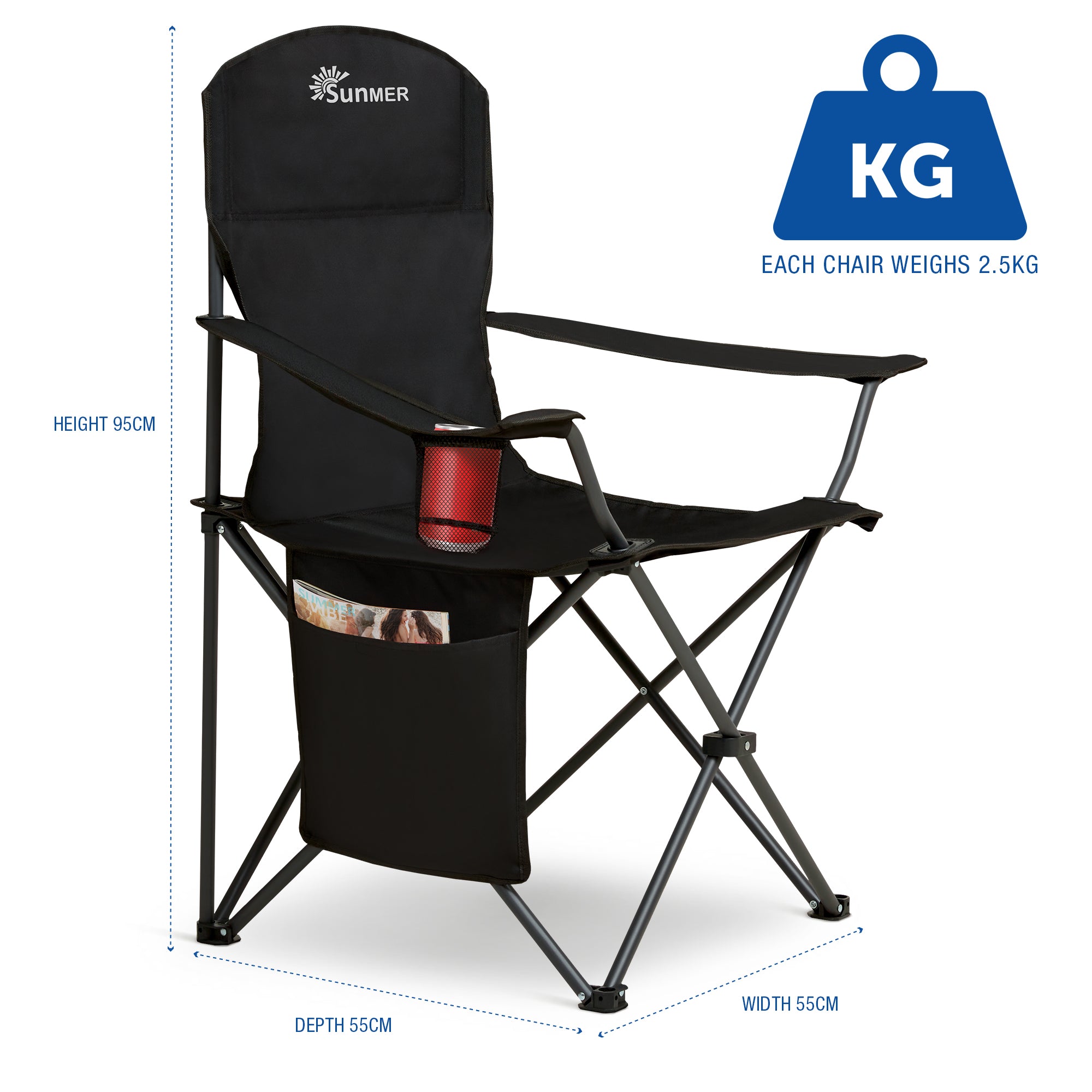 SUNMER Extra-Wide Folding Camping Chairs