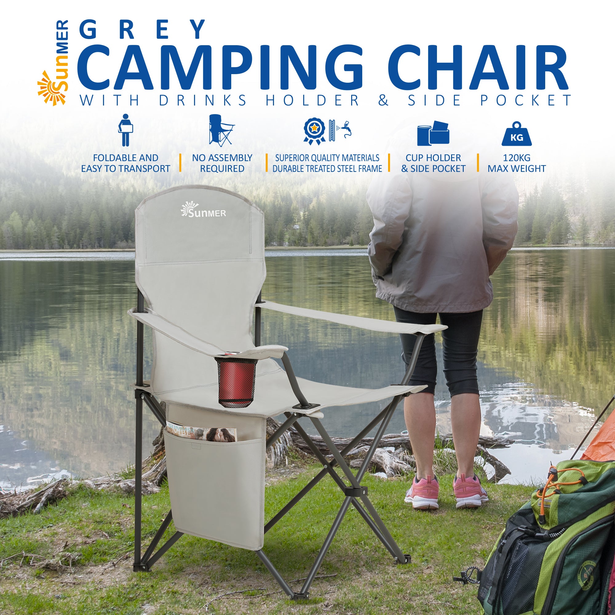 SUNMER Extra-Wide Folding Camping Chairs