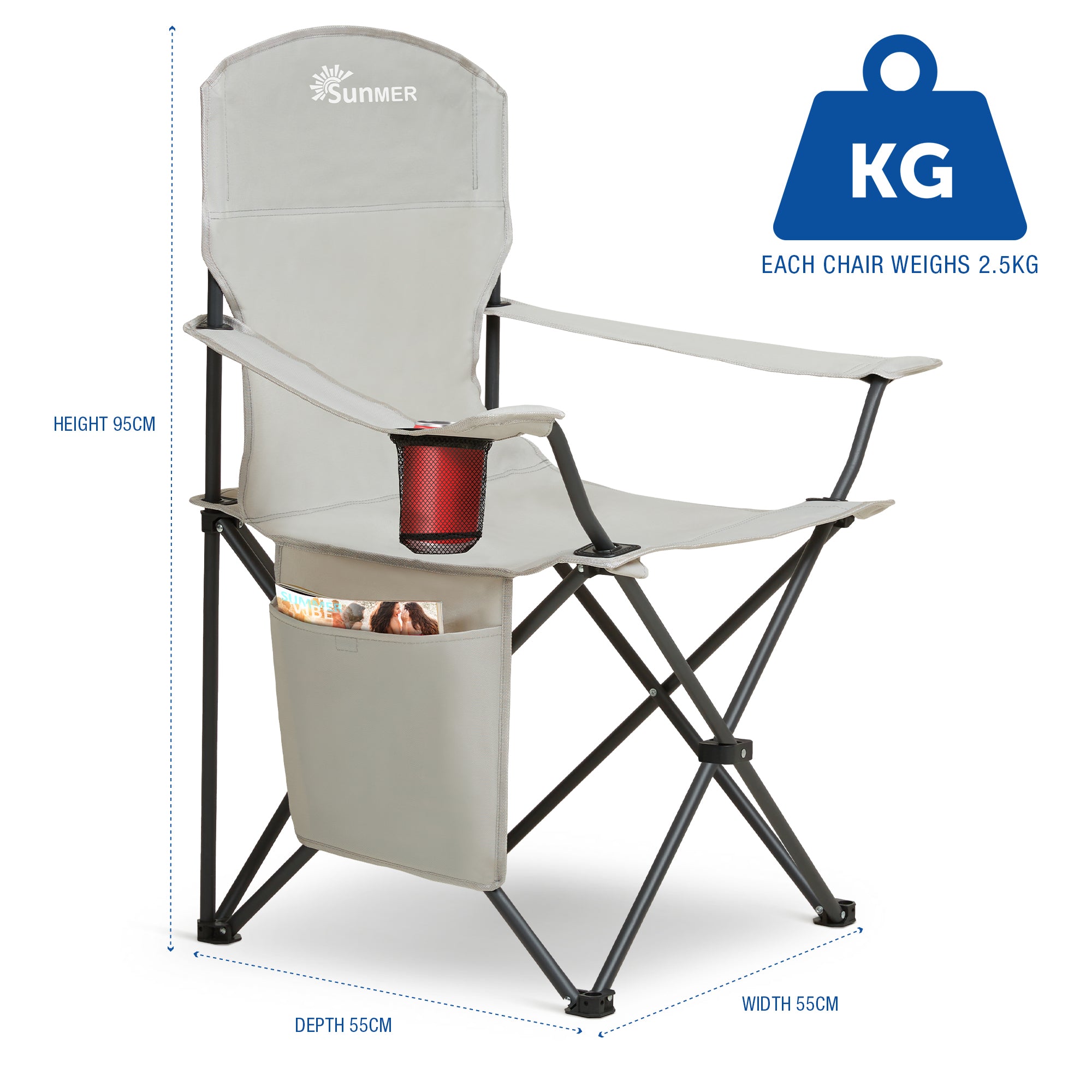 SUNMER Extra-Wide Folding Camping Chairs