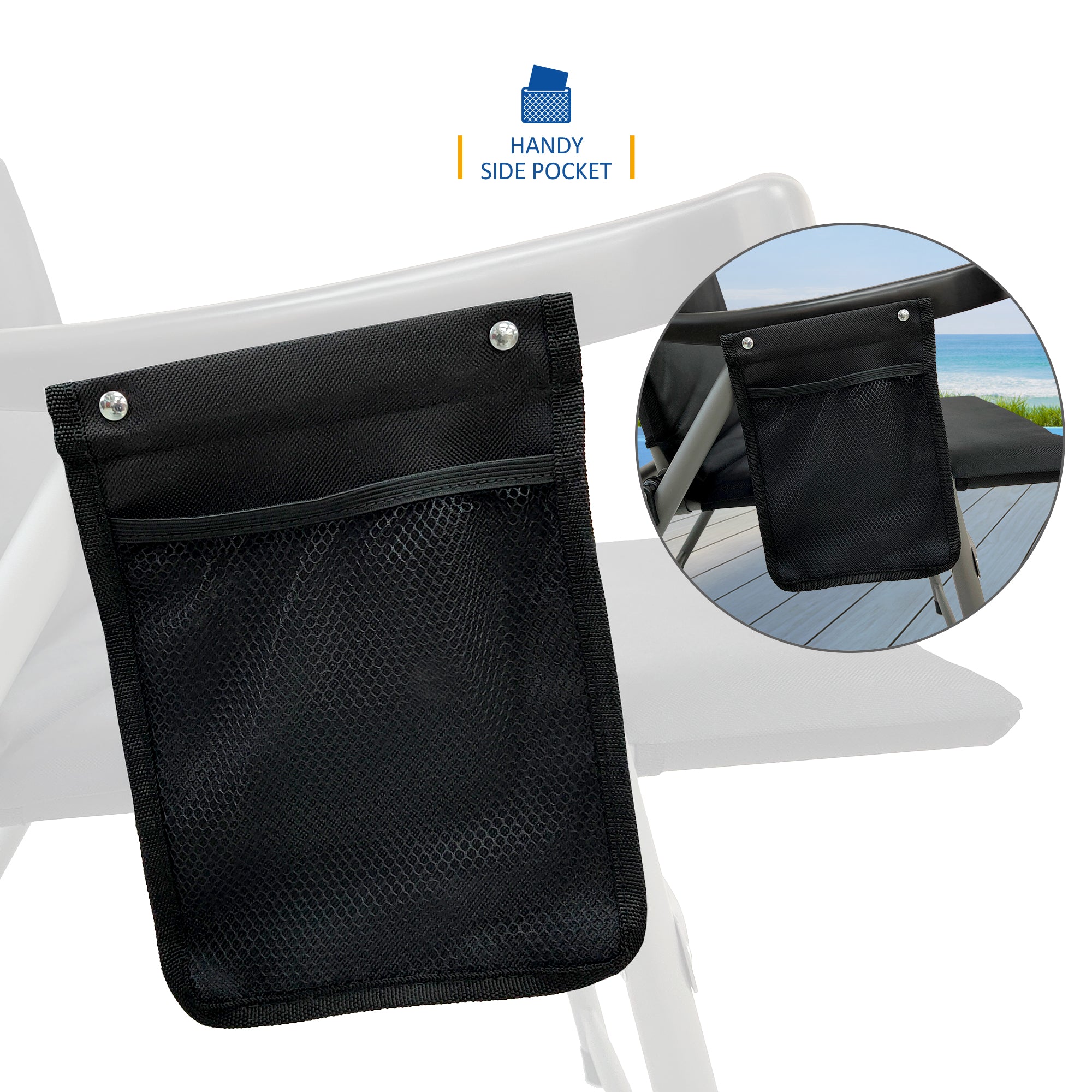 SUNMER Set of 2 Padded Folding Garden Chairs with Side Pocket