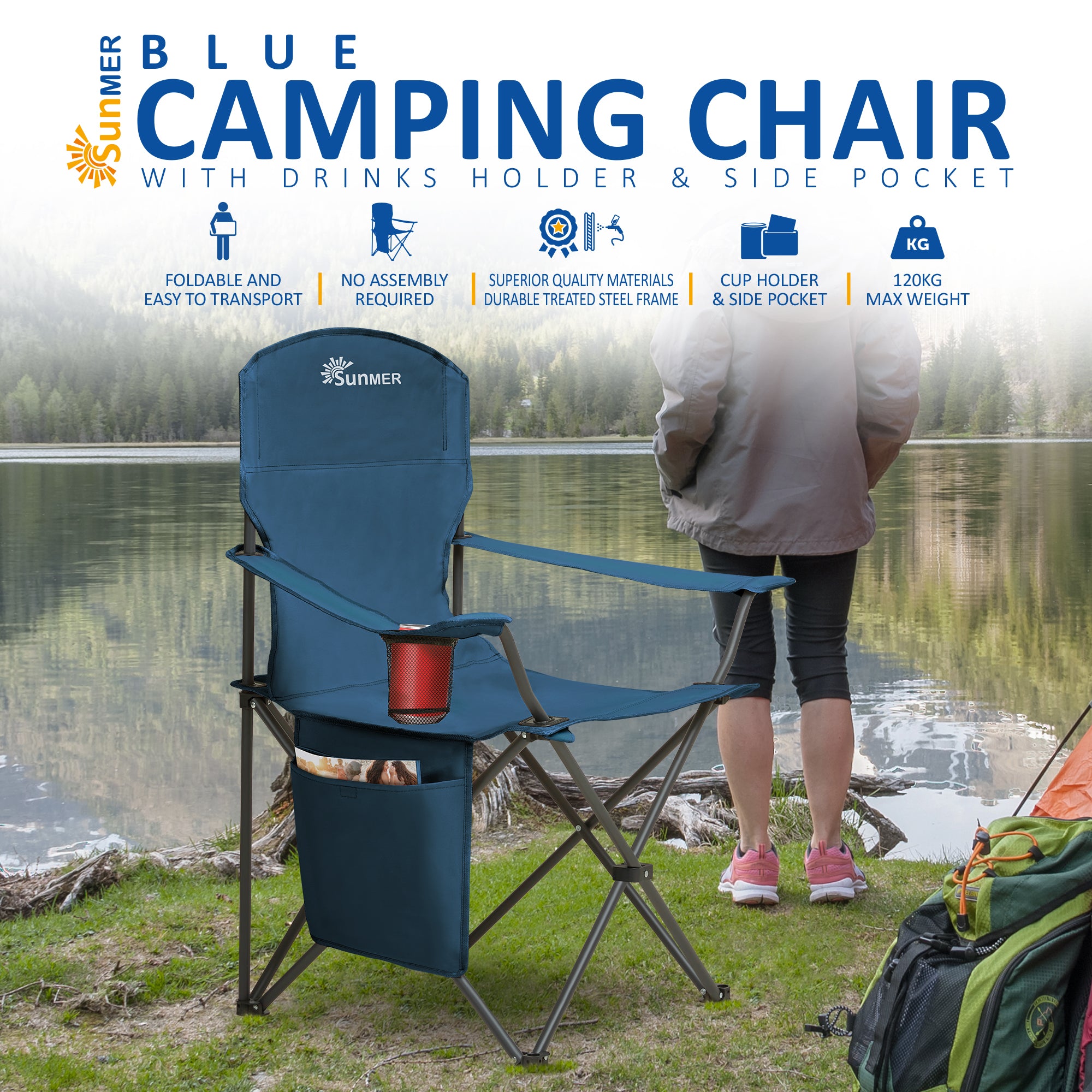 SUNMER Extra-Wide Folding Camping Chairs