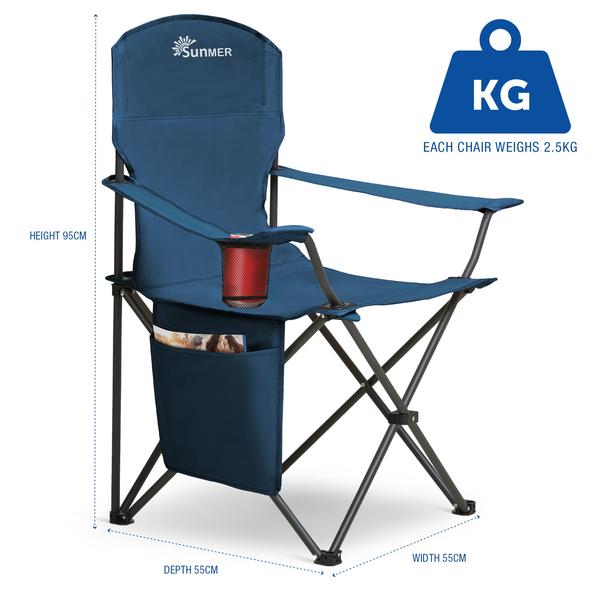 SUNMER Extra-Wide Folding Camping Chairs