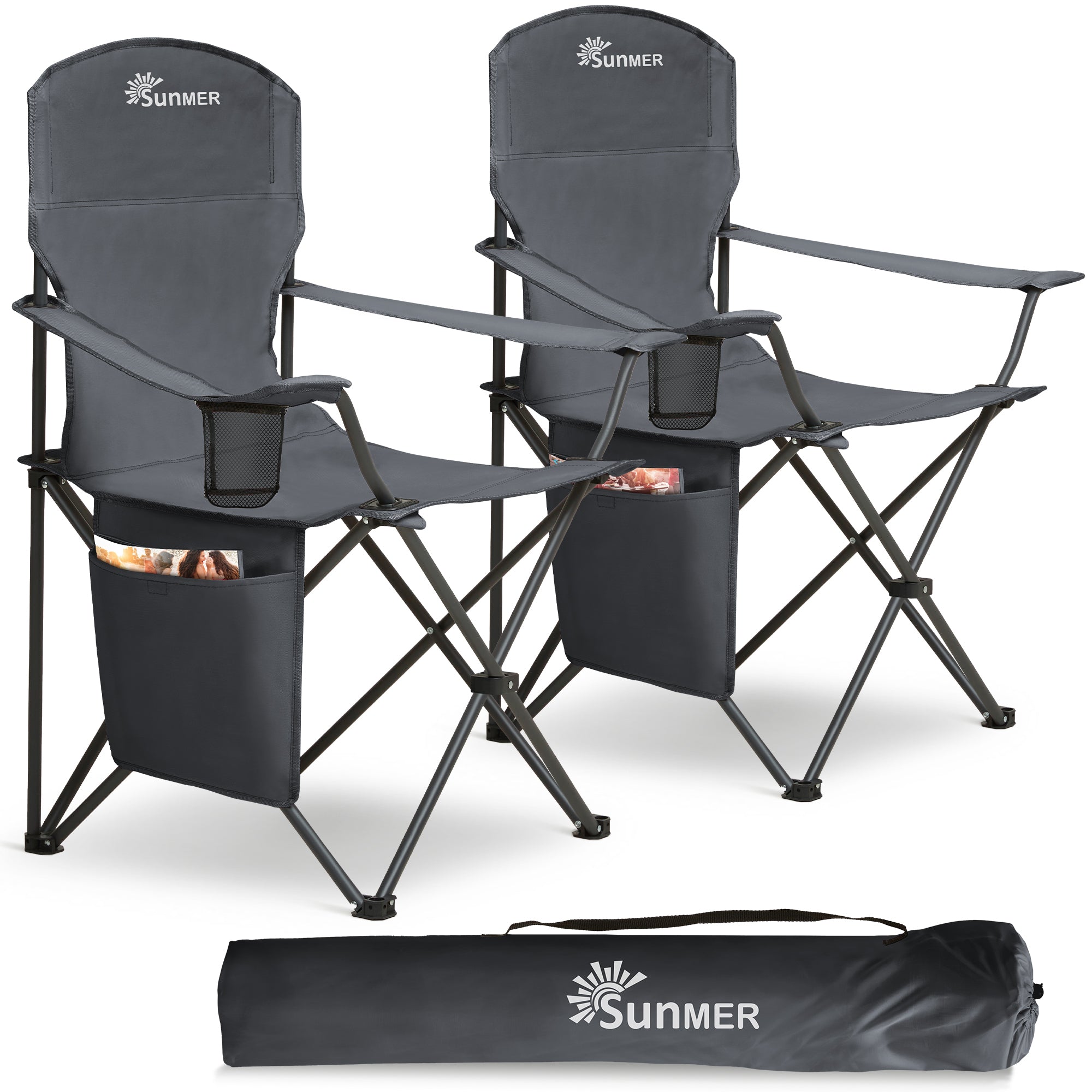 SUNMER Extra-Wide Folding Camping Chairs