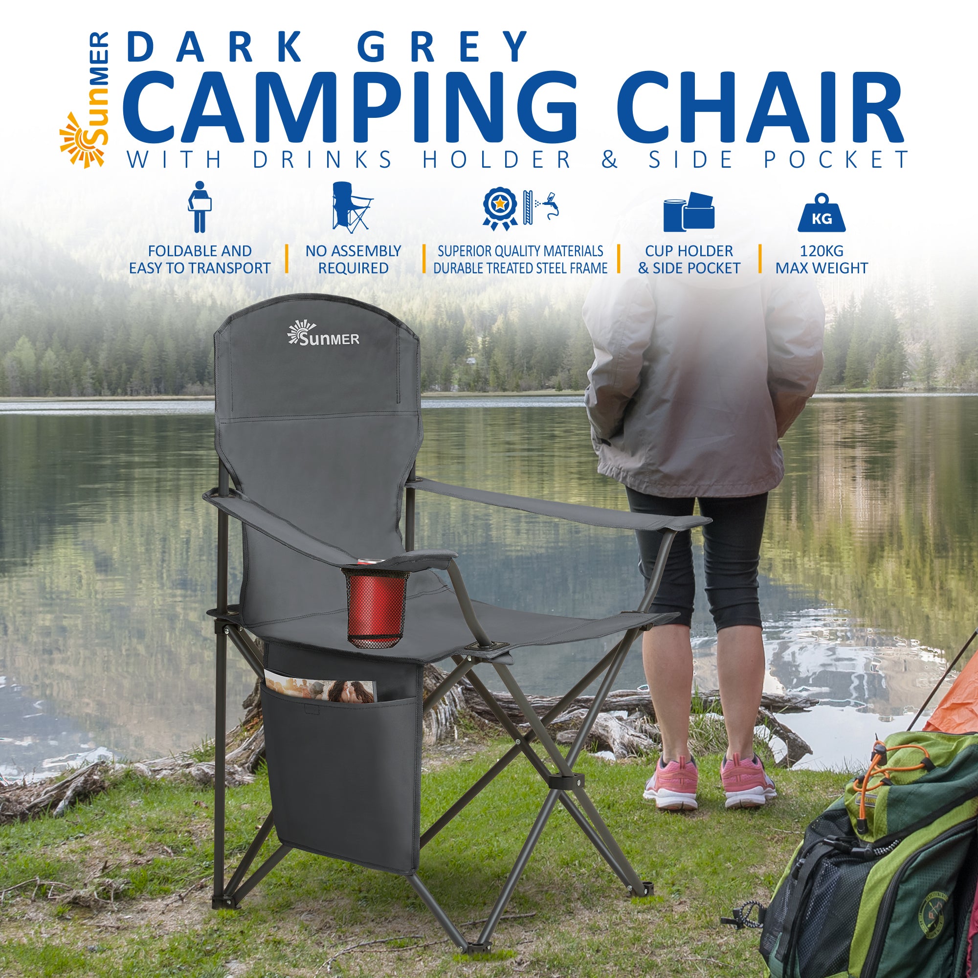 SUNMER Extra-Wide Folding Camping Chairs