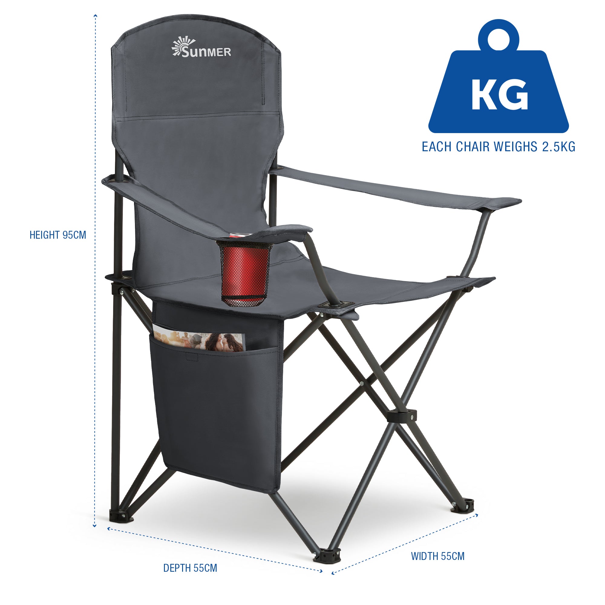 SUNMER Extra-Wide Folding Camping Chairs