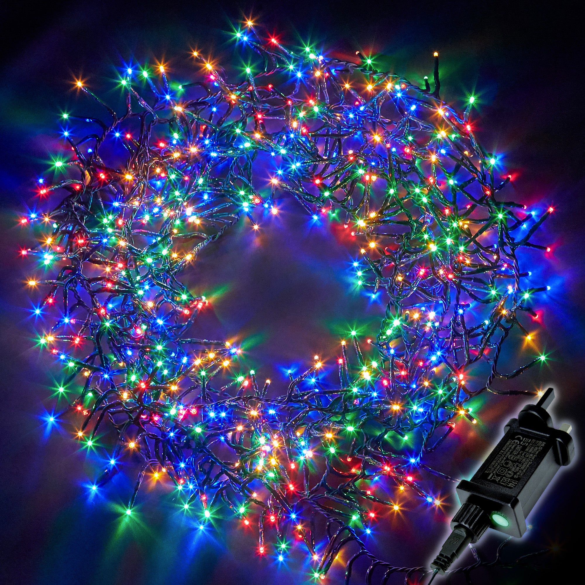 NETTA 1000 LED 12M Cluster String Lights Outdoor and Indoor Plug In - Multi Colour