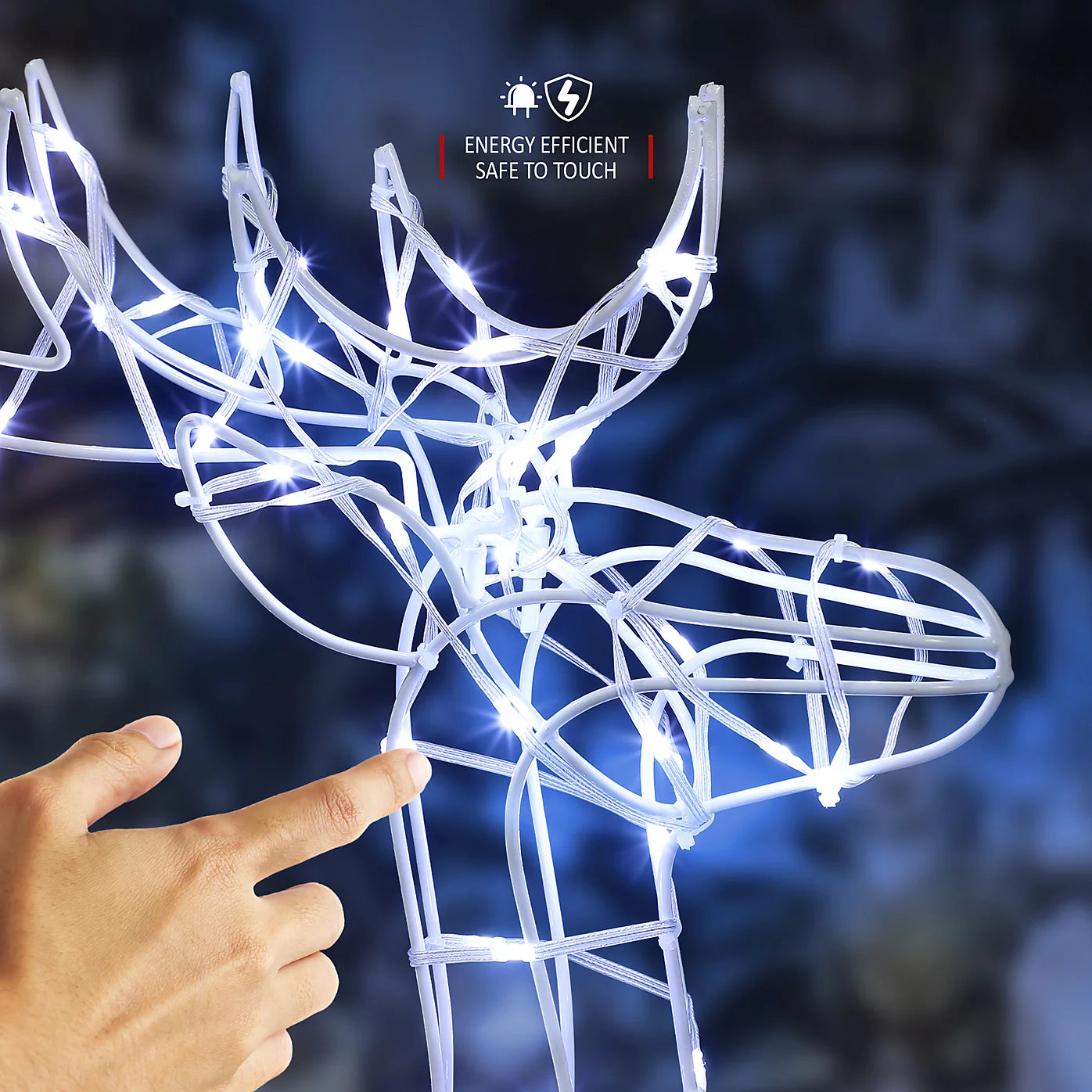 VeryMerry Pre-Lit Large 85cm Reindeer with 100 LED, Auto-Off Timer, Christmas Decoration