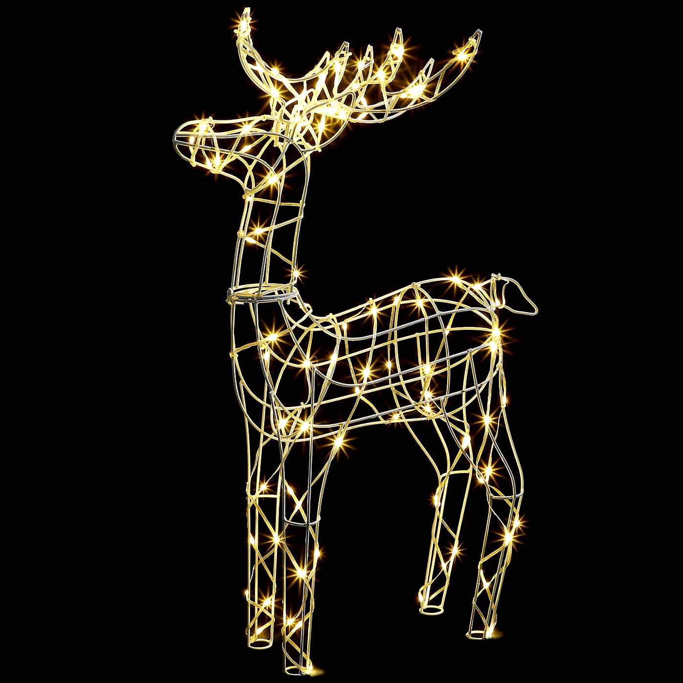 VeryMerry Pre-Lit Large 85cm Reindeer with 100 LED, Auto-Off Timer, Christmas Decoration
