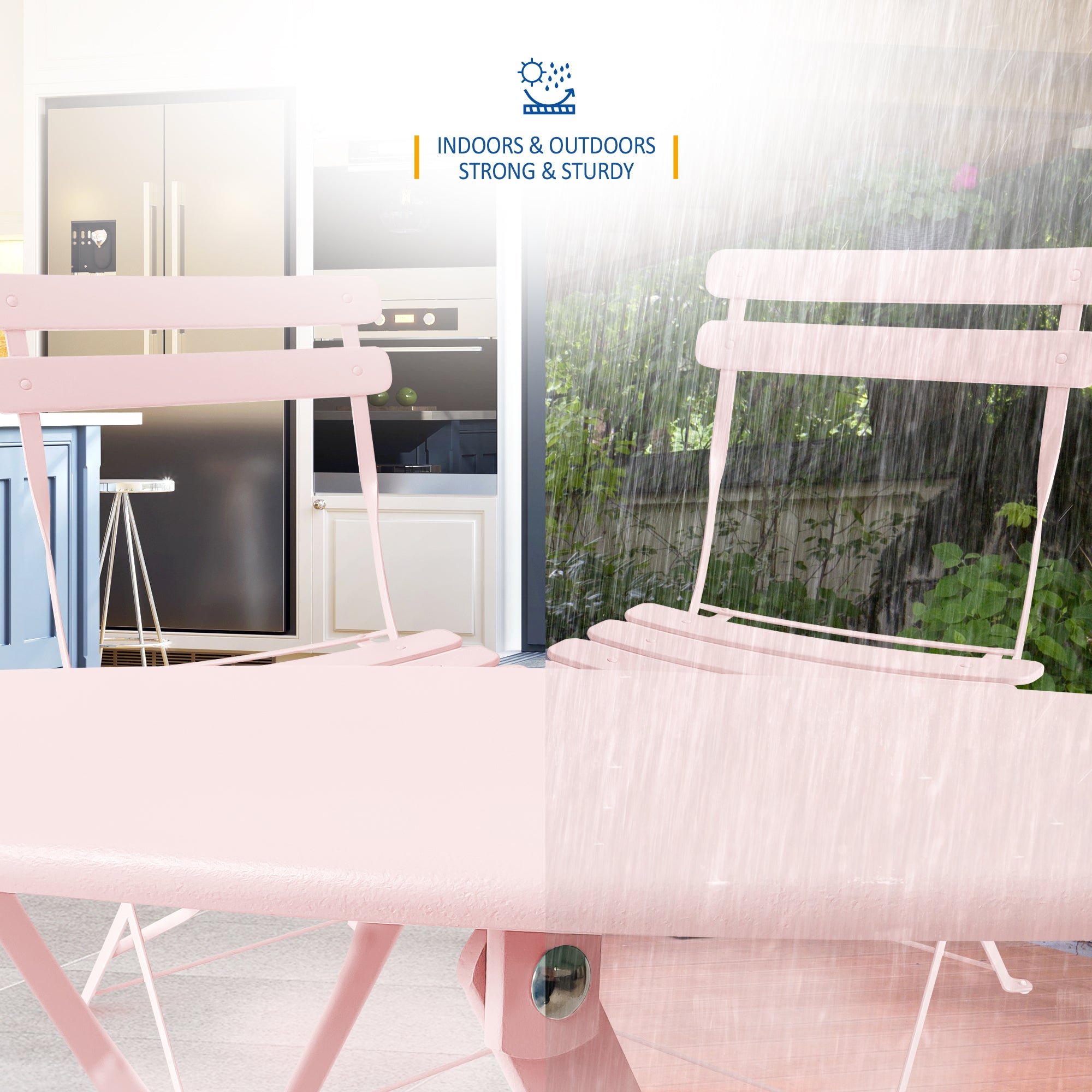 SUNMER Bistro Table & Chairs Set - Pink