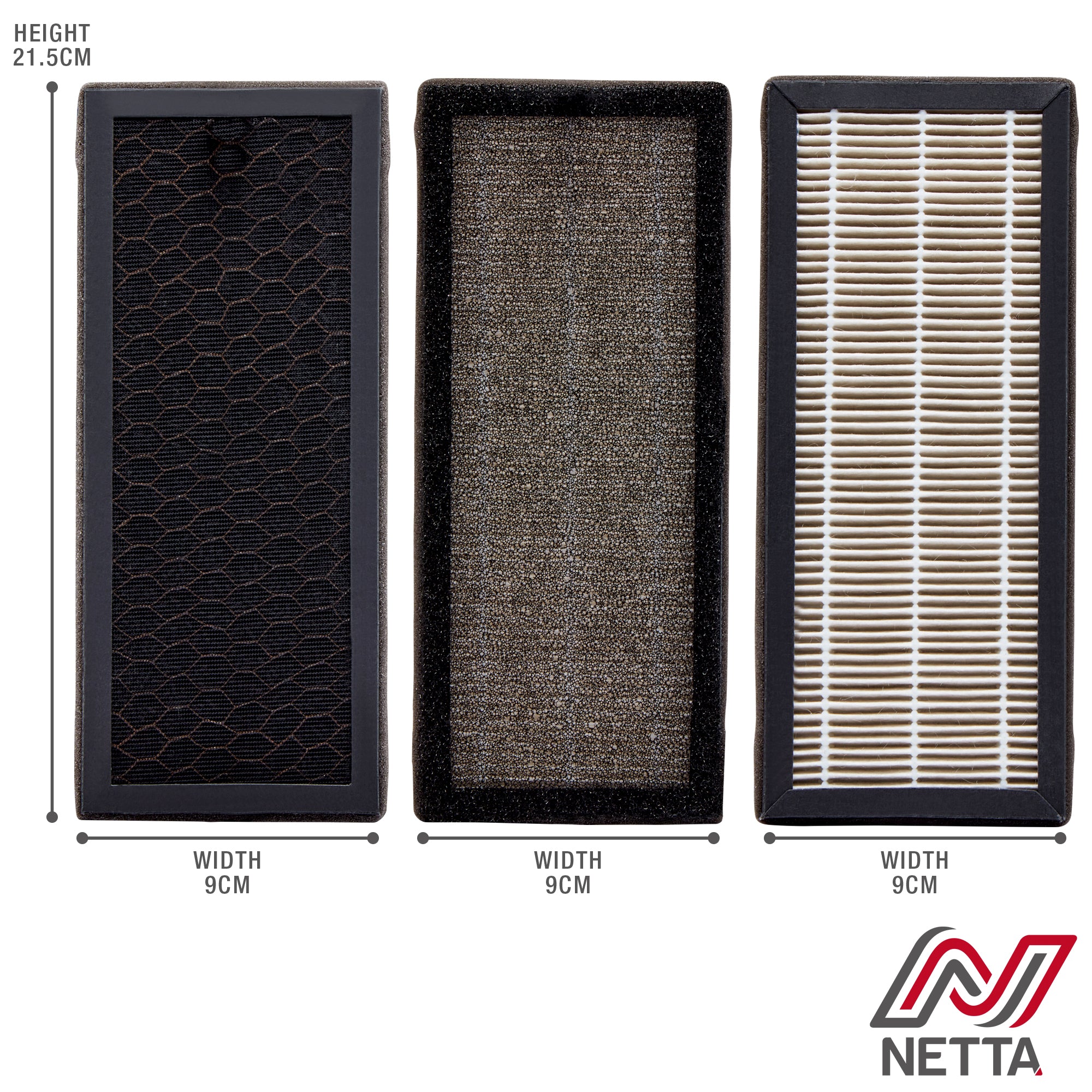 NETTA Replacement Filters for NETTA Air Purifier 28W, Air Ionizer, Air Cleaner For Homes