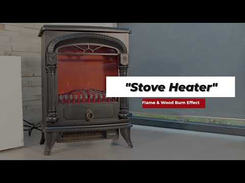 NETTA Electric Stove Heater Fireplace Fire Log Effect 2000W - Black ARCH