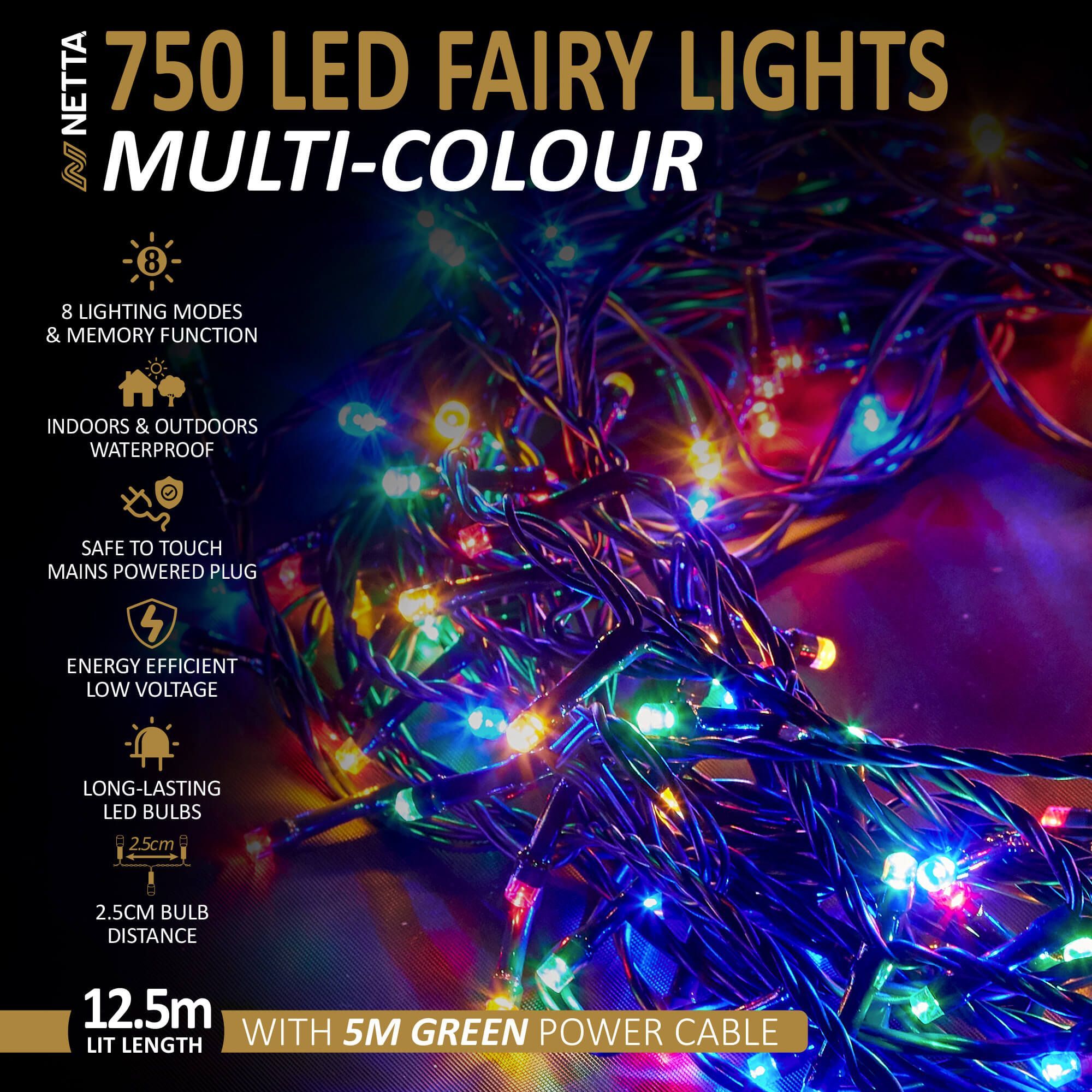 NETTA 750LED Fairy Close-set String Lights - Multi Colour