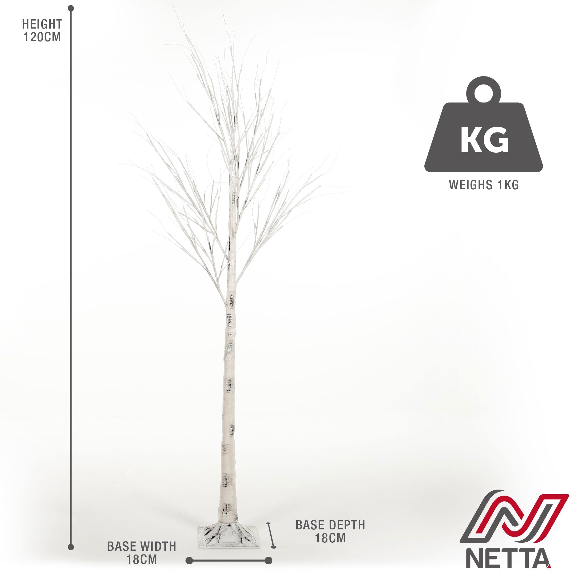 4Ft Warm White Birch Tree - White