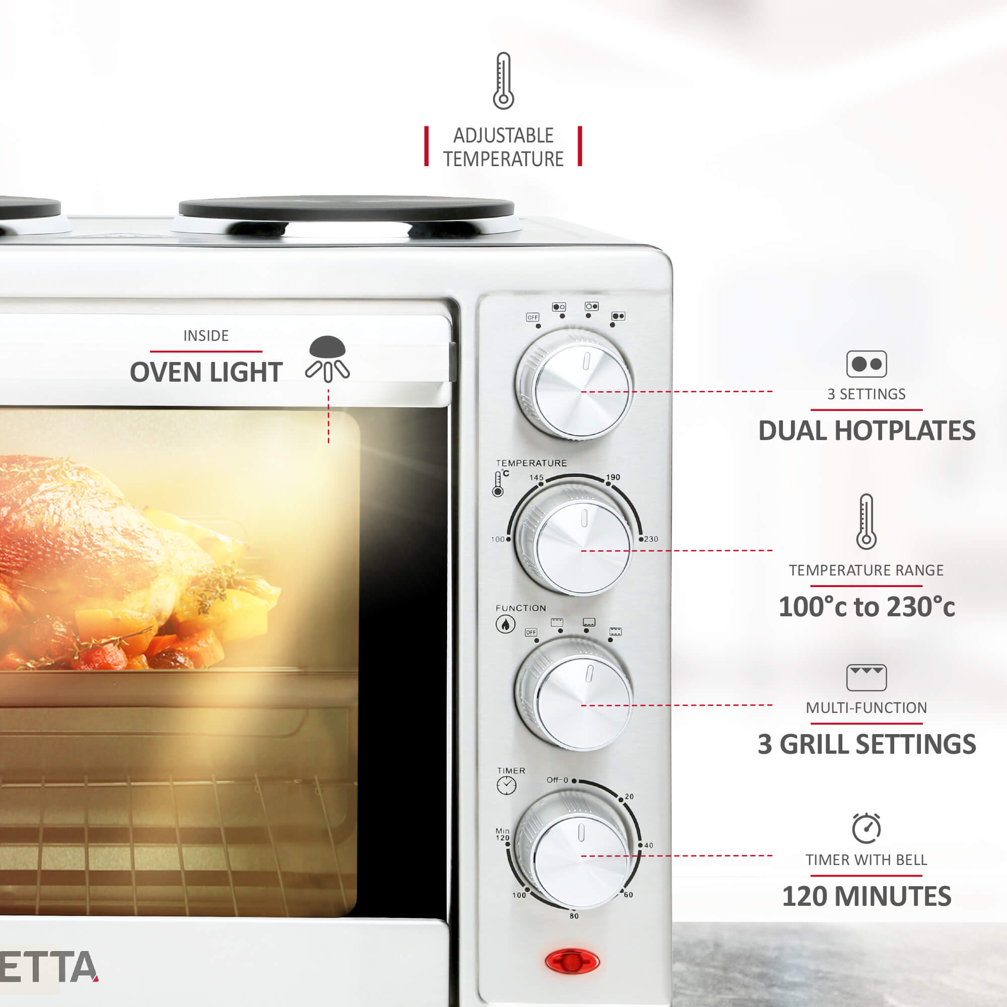 NETTA 35L Mini Oven with Dual Hot Plates