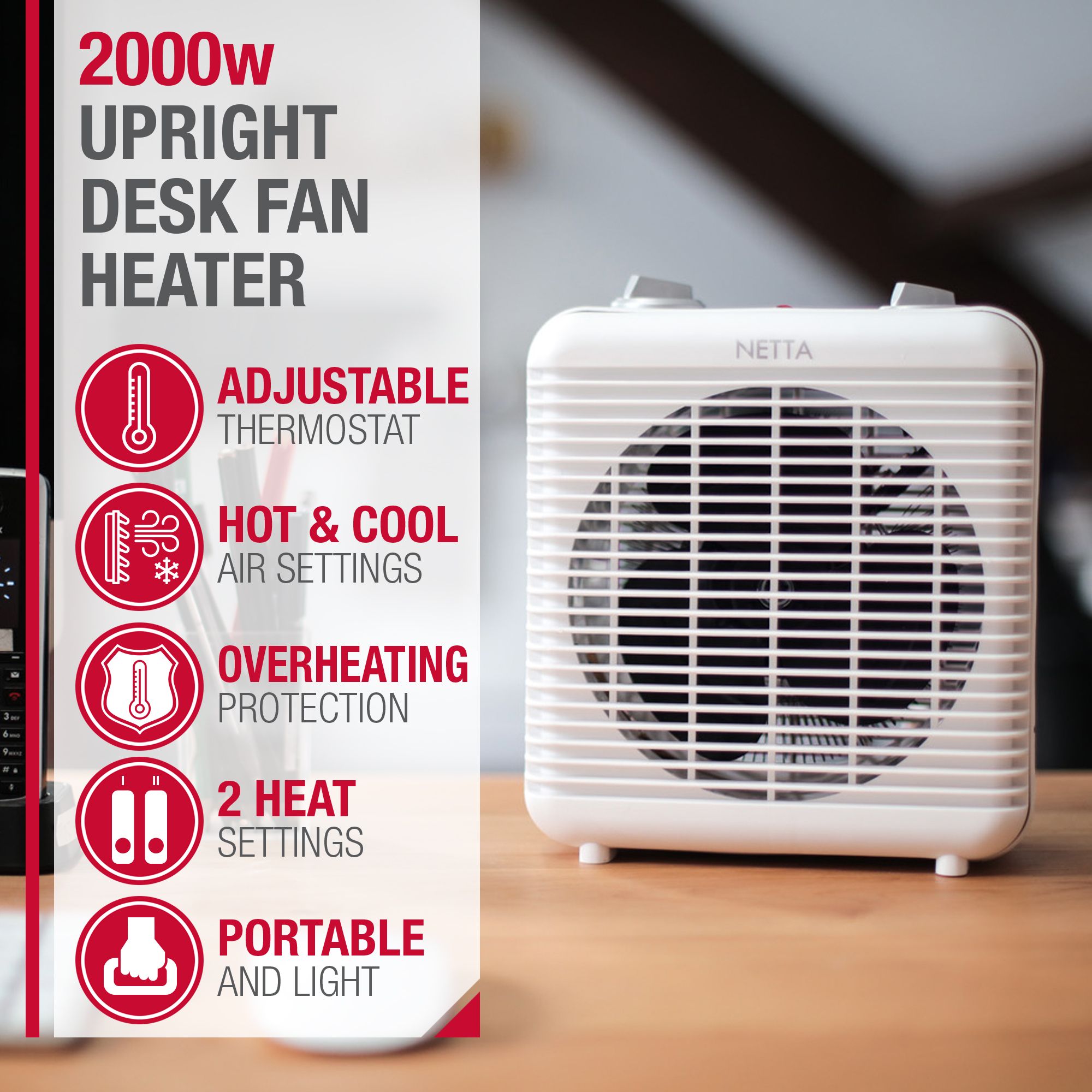 Portable Fan Heater - White