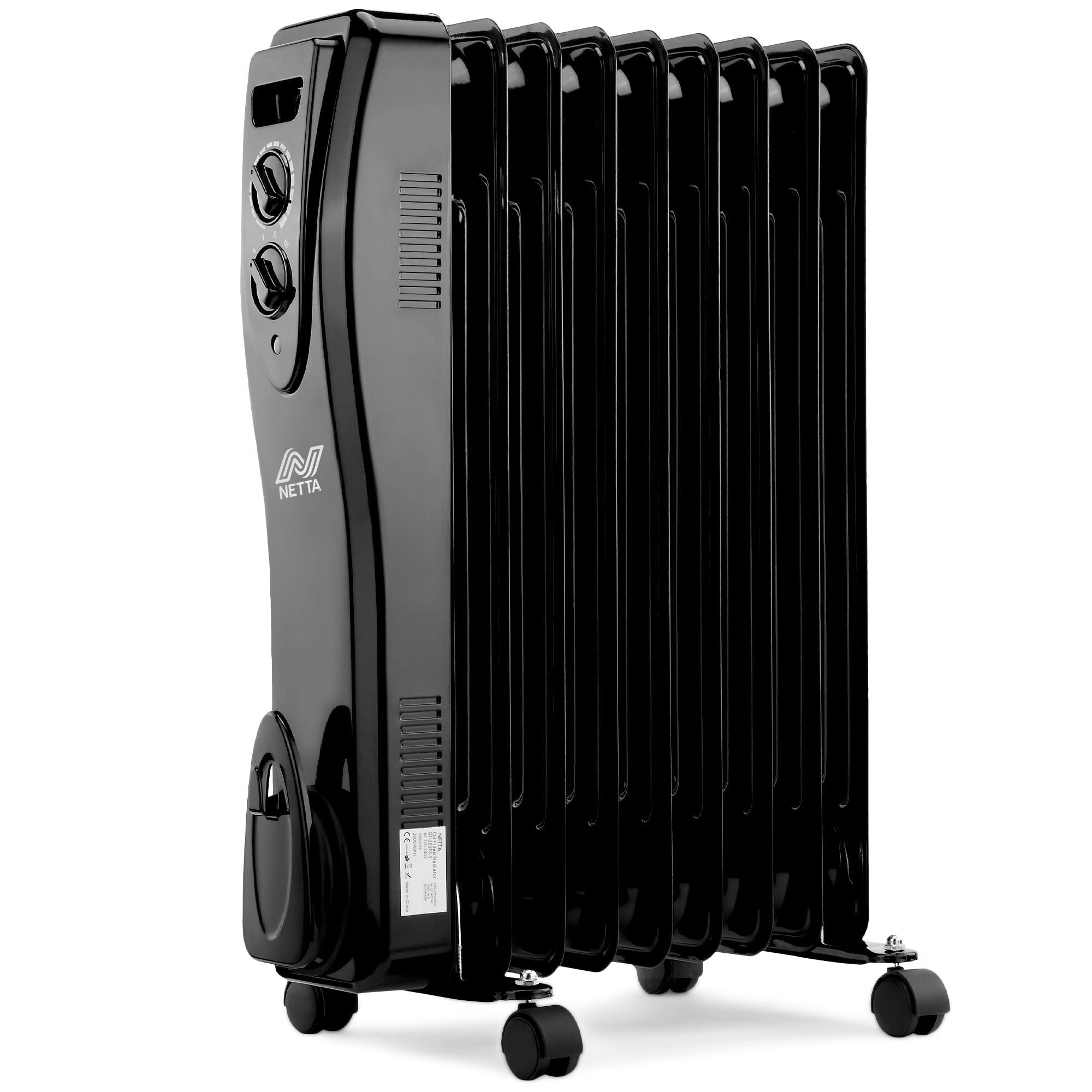 2000W 9 Fin Oil Filled Radiator - Black