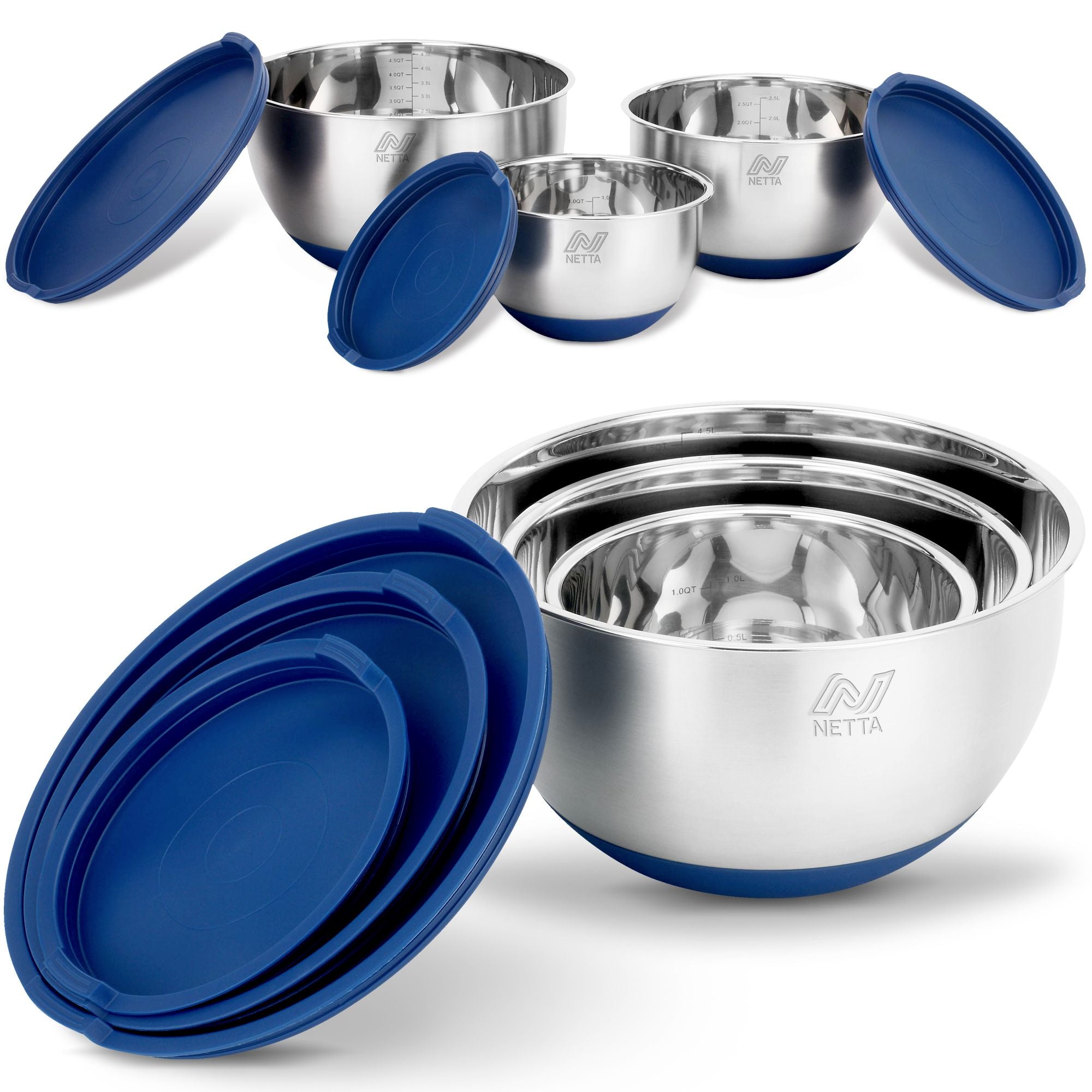 Stainless Steel Mixing Bowls with Lids - Set of 3